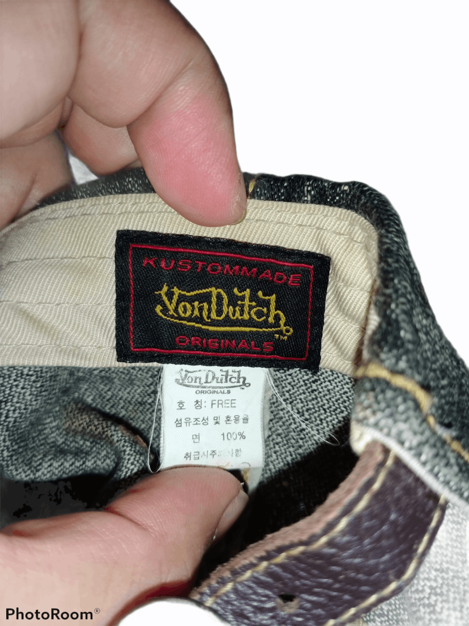 Von Dutch Distressed Denim x Von Dutch Leather Buckle Adjustment Cap Size ONE SIZE - 7 Thumbnail