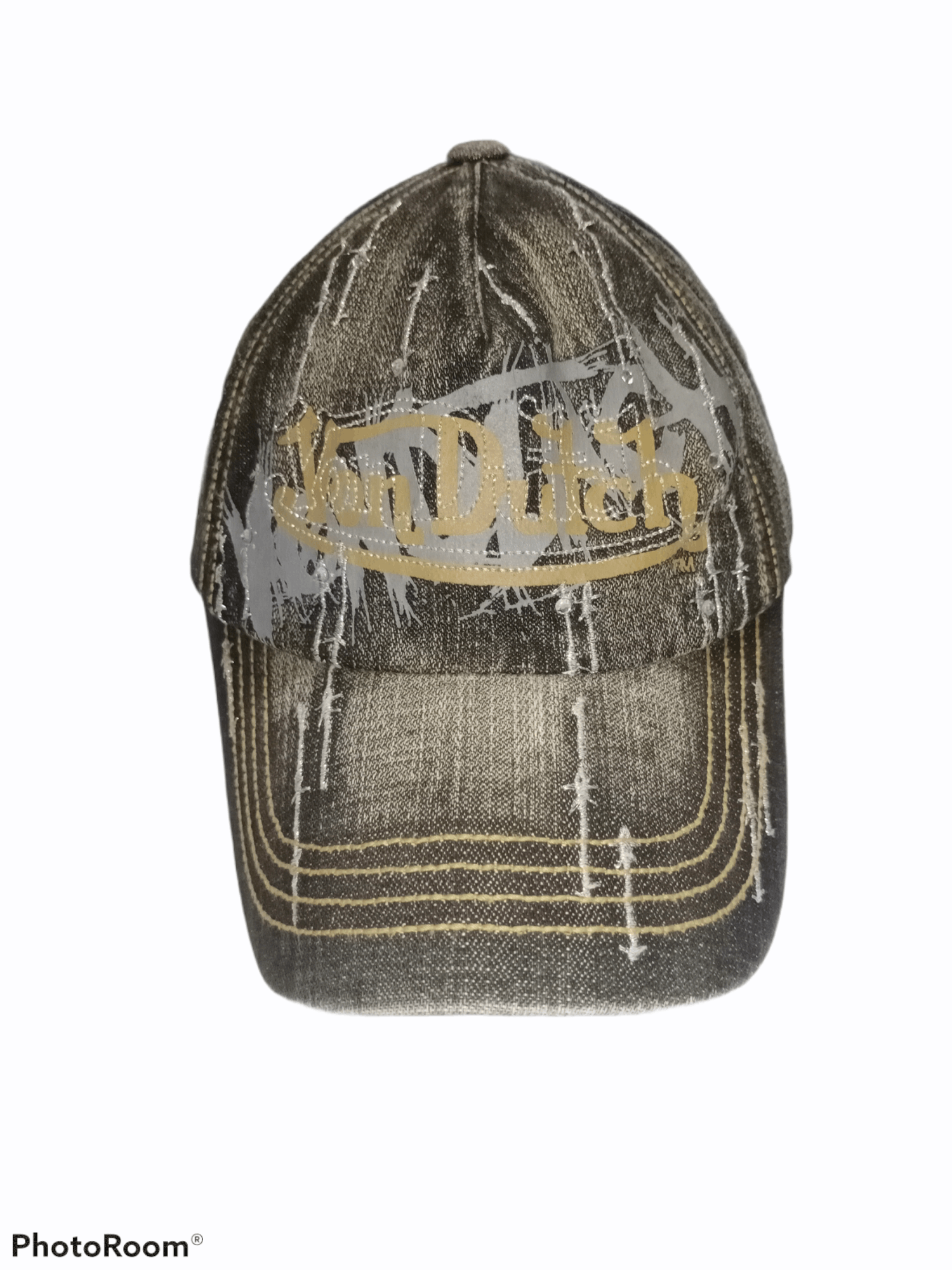Von Dutch Distressed Denim x Von Dutch Leather Buckle Adjustment Cap Size ONE SIZE - 2 Thumbnail