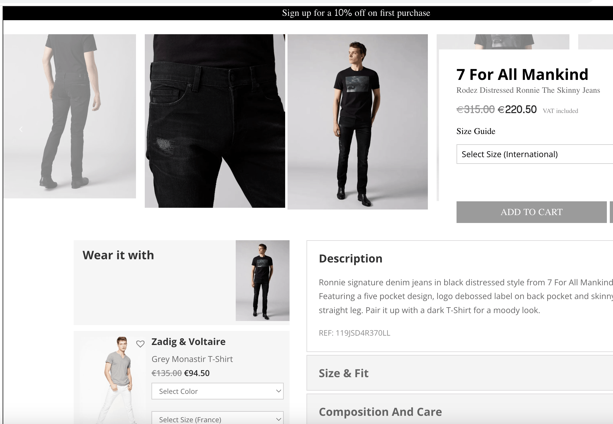 7 For All Mankind 7 For All Mankind Rodez Distressed Ronnie The Skinny Jeans Size US 31 - 5 Thumbnail