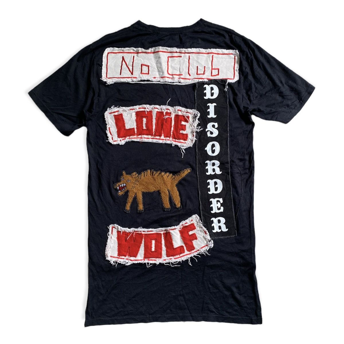 image of Miharayasuhiro Ss17 No Club Lone Wolf Patch Long T Shirt in Black, Men's (Size Medium)