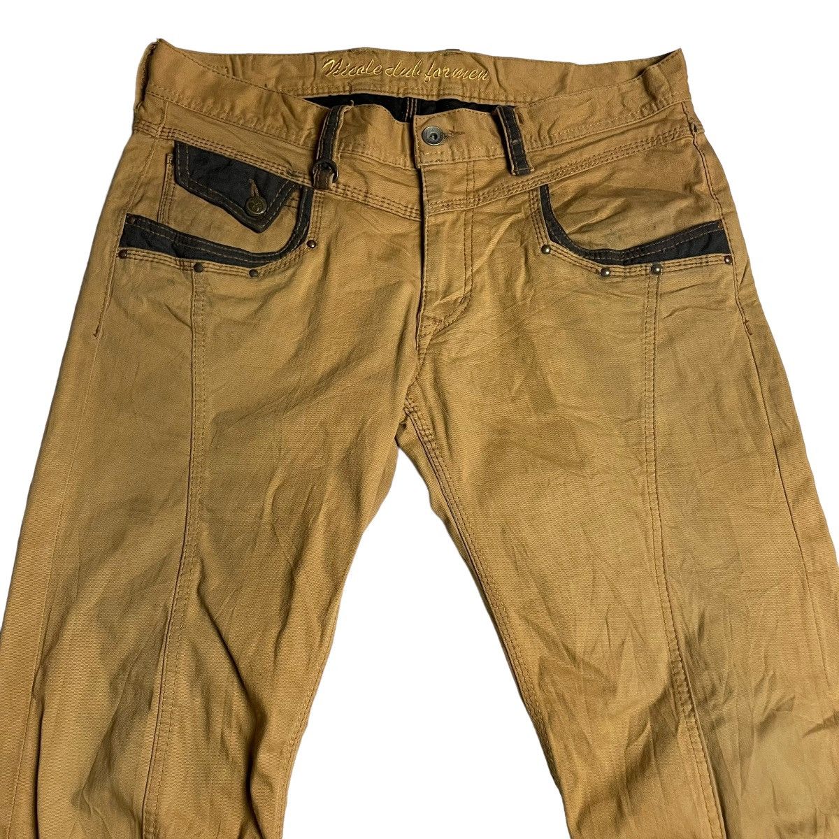 Nicole Club 🇯🇵 NICOLE CLUB FOR MEN SPIRAL CUT LEATHER POCKET PANTS Size US 31 - 3 Thumbnail
