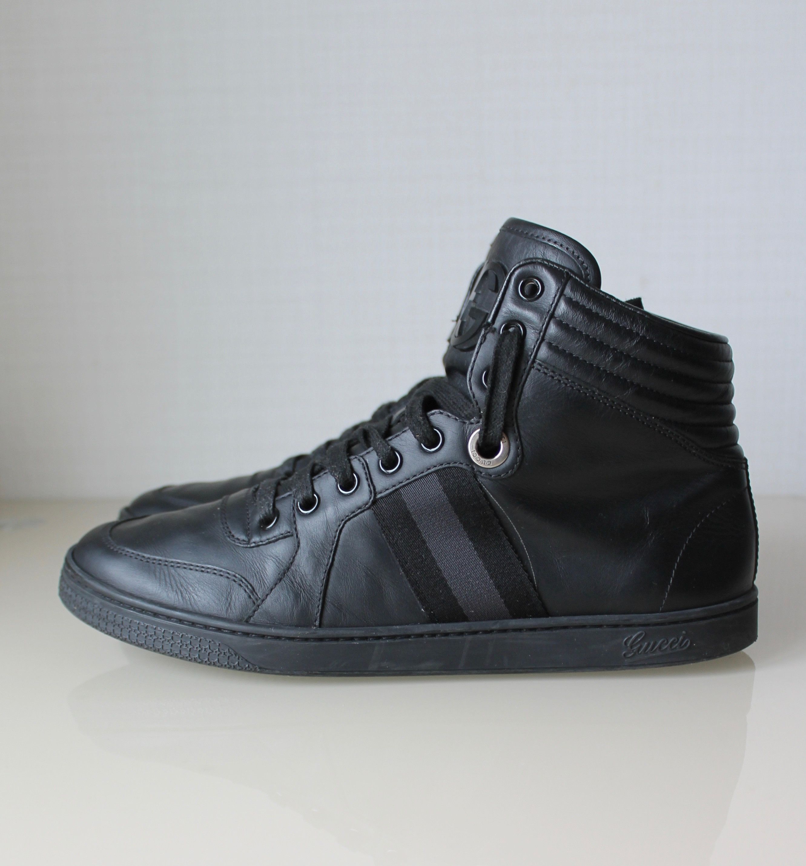 Gucci Gucci Viaggio Collection High Top Leather Sneakers Black Size US 6.5 / EU 39-40 - 1 Thumbnail