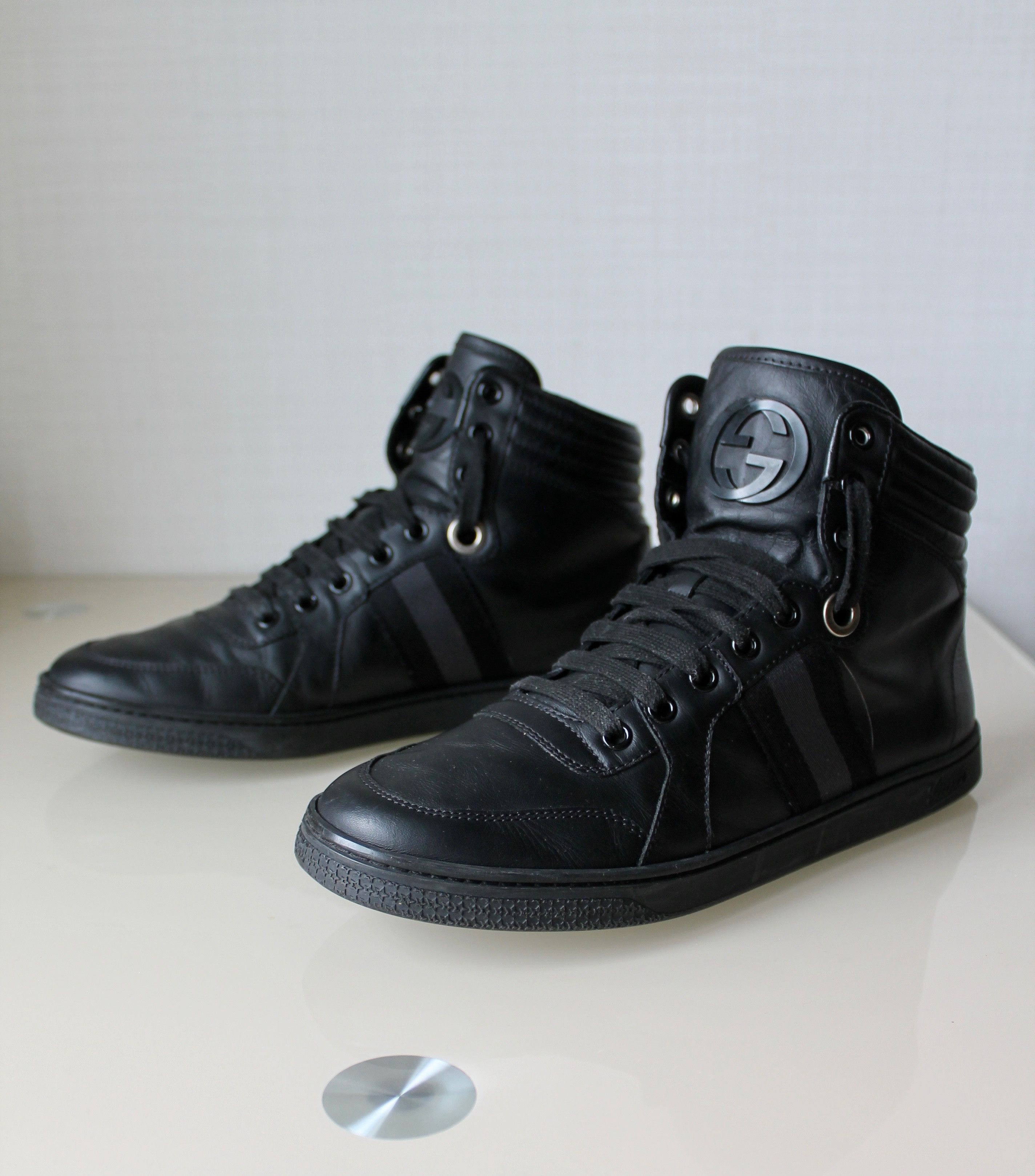 Gucci Gucci Viaggio Collection High Top Leather Sneakers Black Size US 6.5 / EU 39-40 - 2 Thumbnail