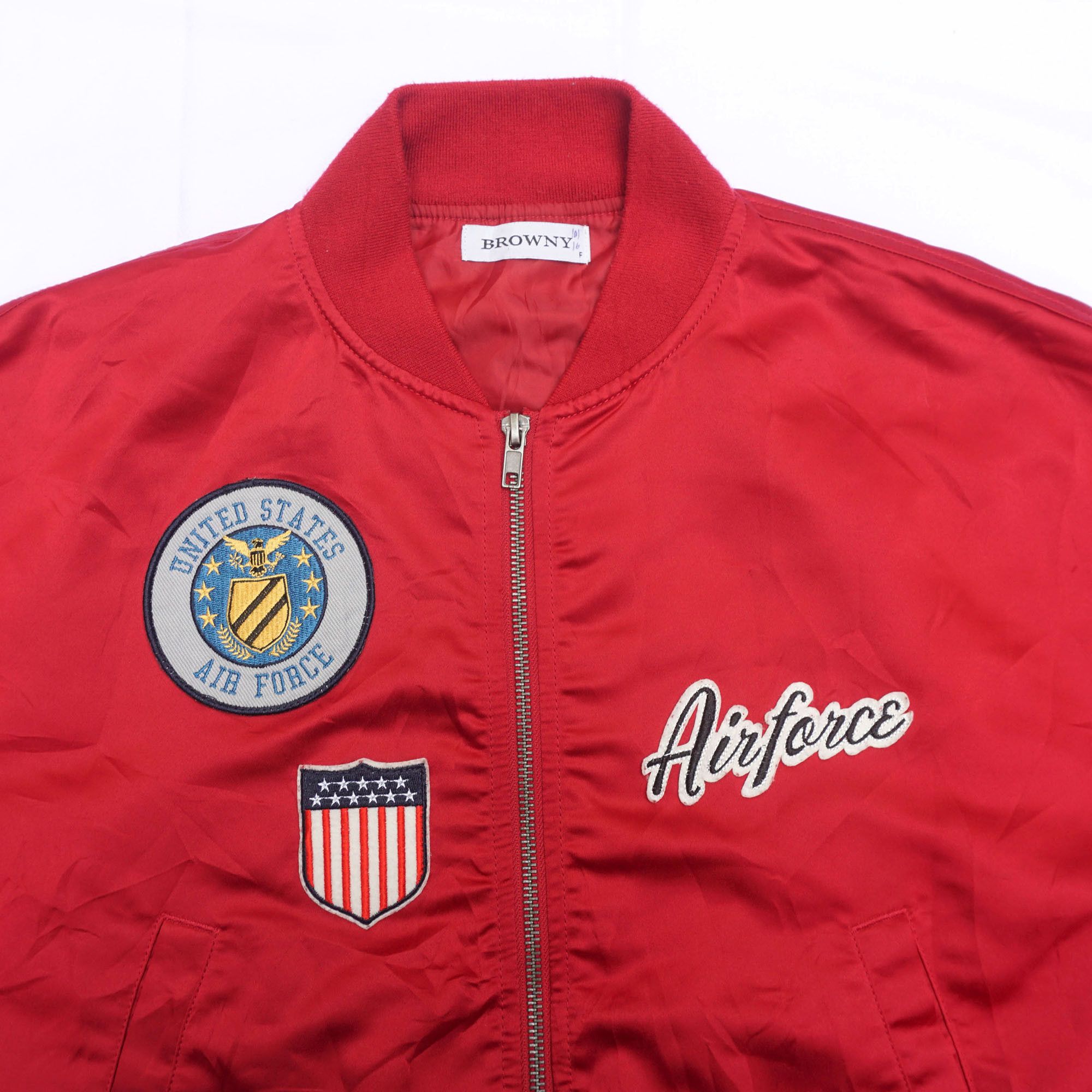 Japanese Brand BROWNY Airforce Patchwork Bomber Jacket Size US L / EU 52-54 / 3 - 4 Thumbnail