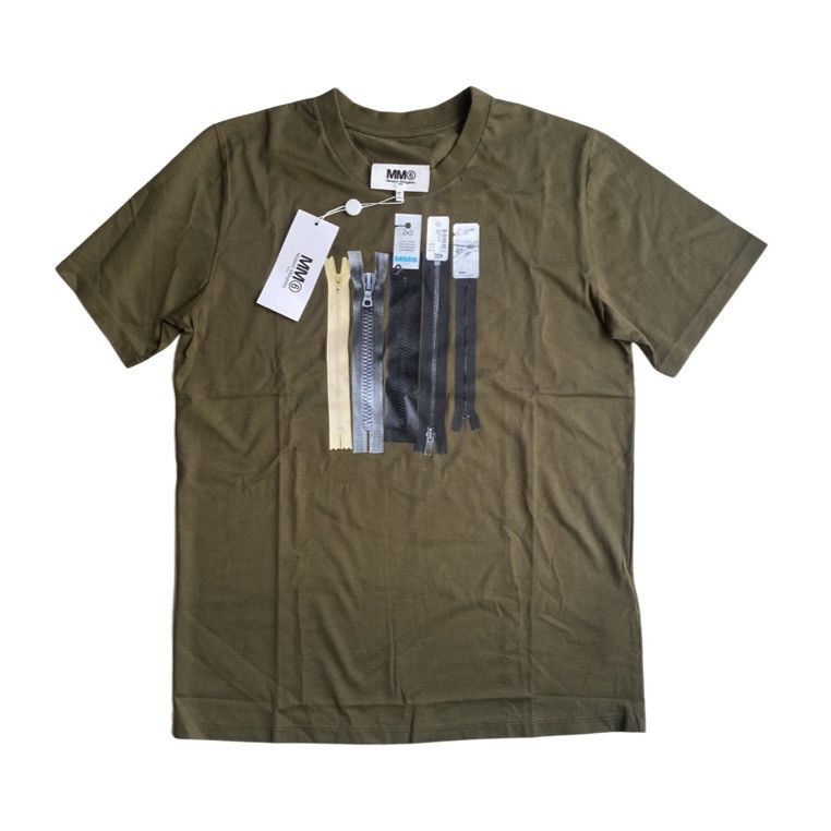 image of Maison Margiela NWT Fall21 Mm6 Zips Print T Shirt in Khaki, Men's (Size Medium)