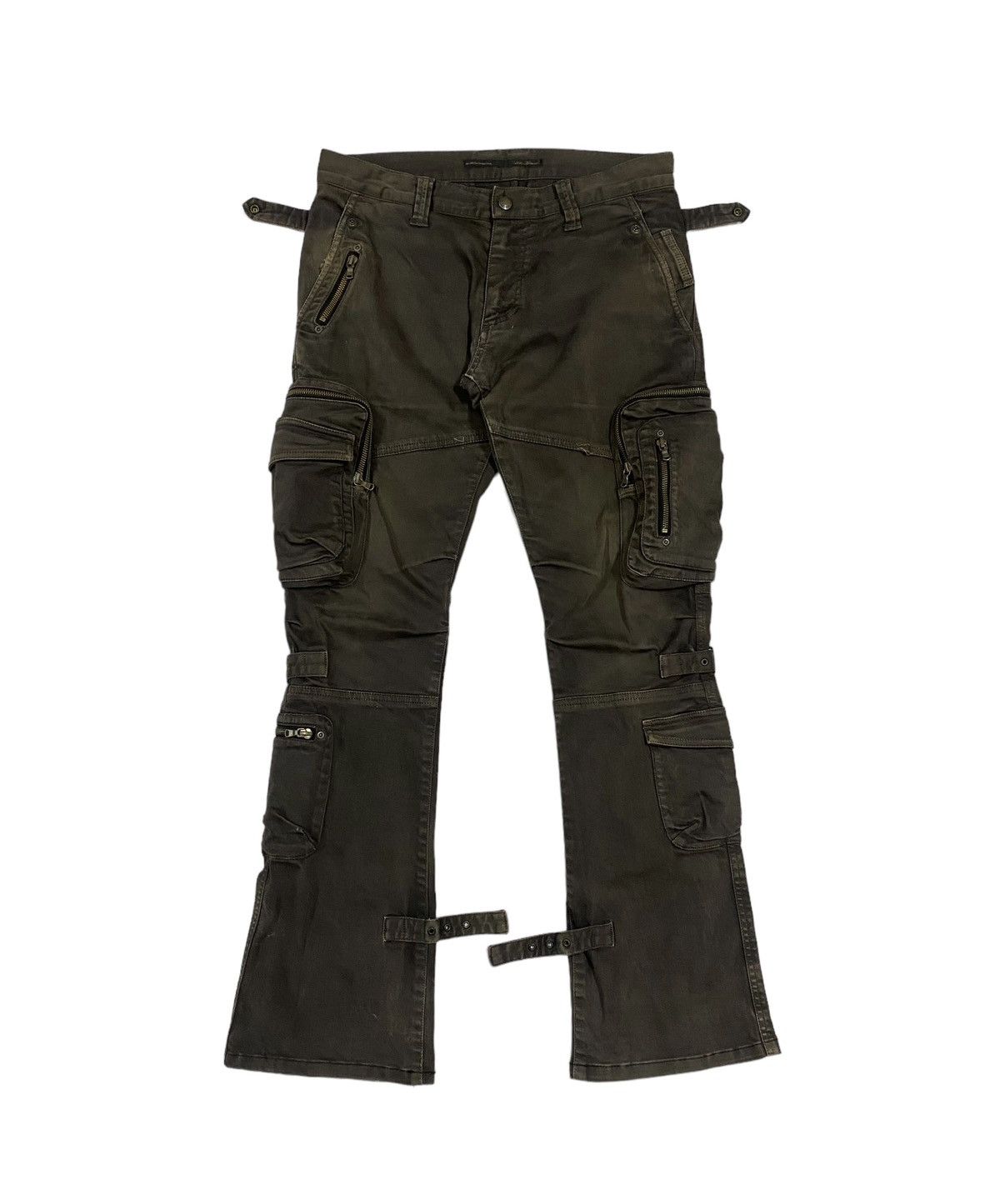 image of Issey Miyake x Tete Homme Vtgtete Homme Cargo Flare Bondage Style Pants in Brown, Men's (Size 32)