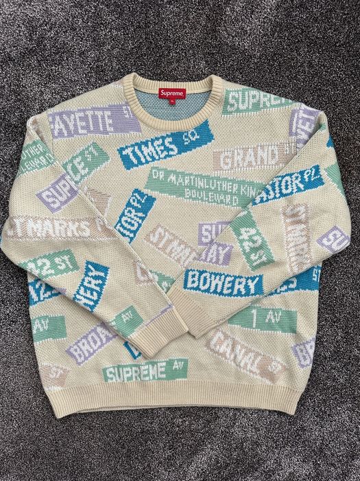 Supreme SS21 Supreme Street Signs Sweater | Grailed