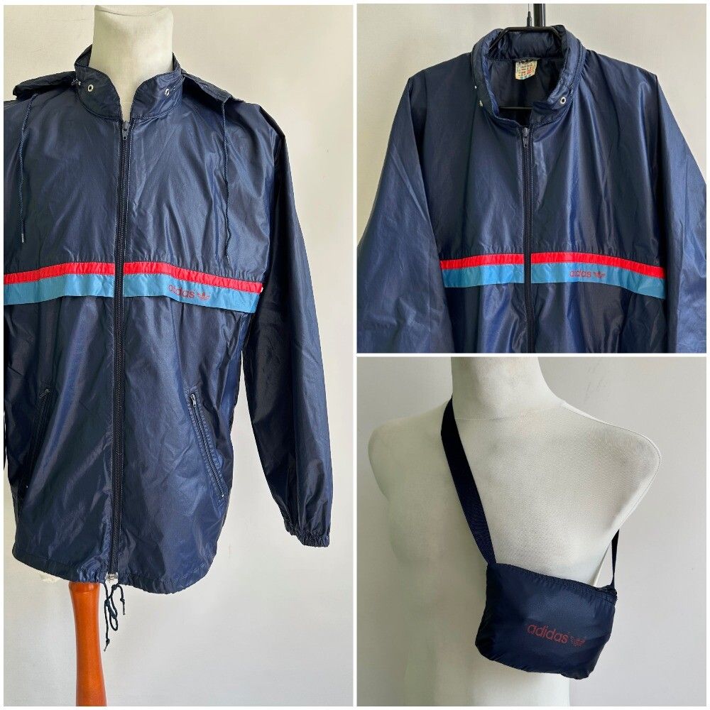 Adidas 80's - 90's ADIDAS raincoat nylon hooded packable jacket Size US M / EU 48-50 / 2 - 1 Preview