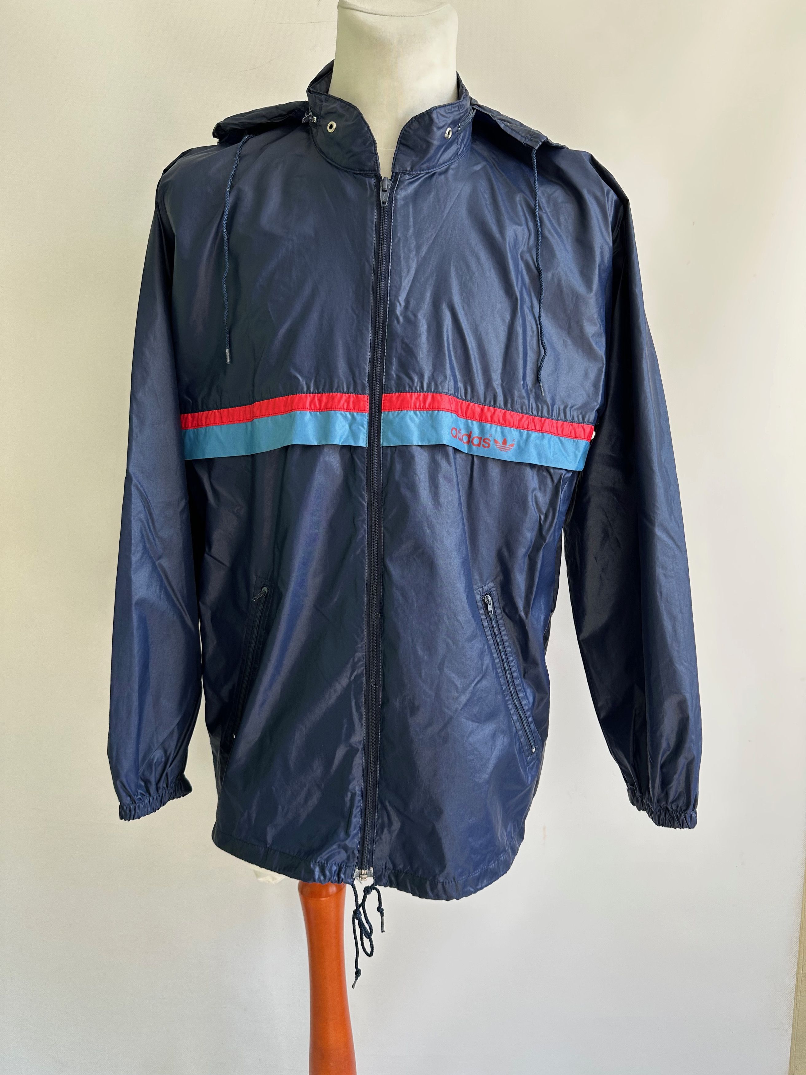 Adidas 80's - 90's ADIDAS raincoat nylon hooded packable jacket Size US M / EU 48-50 / 2 - 3 Thumbnail