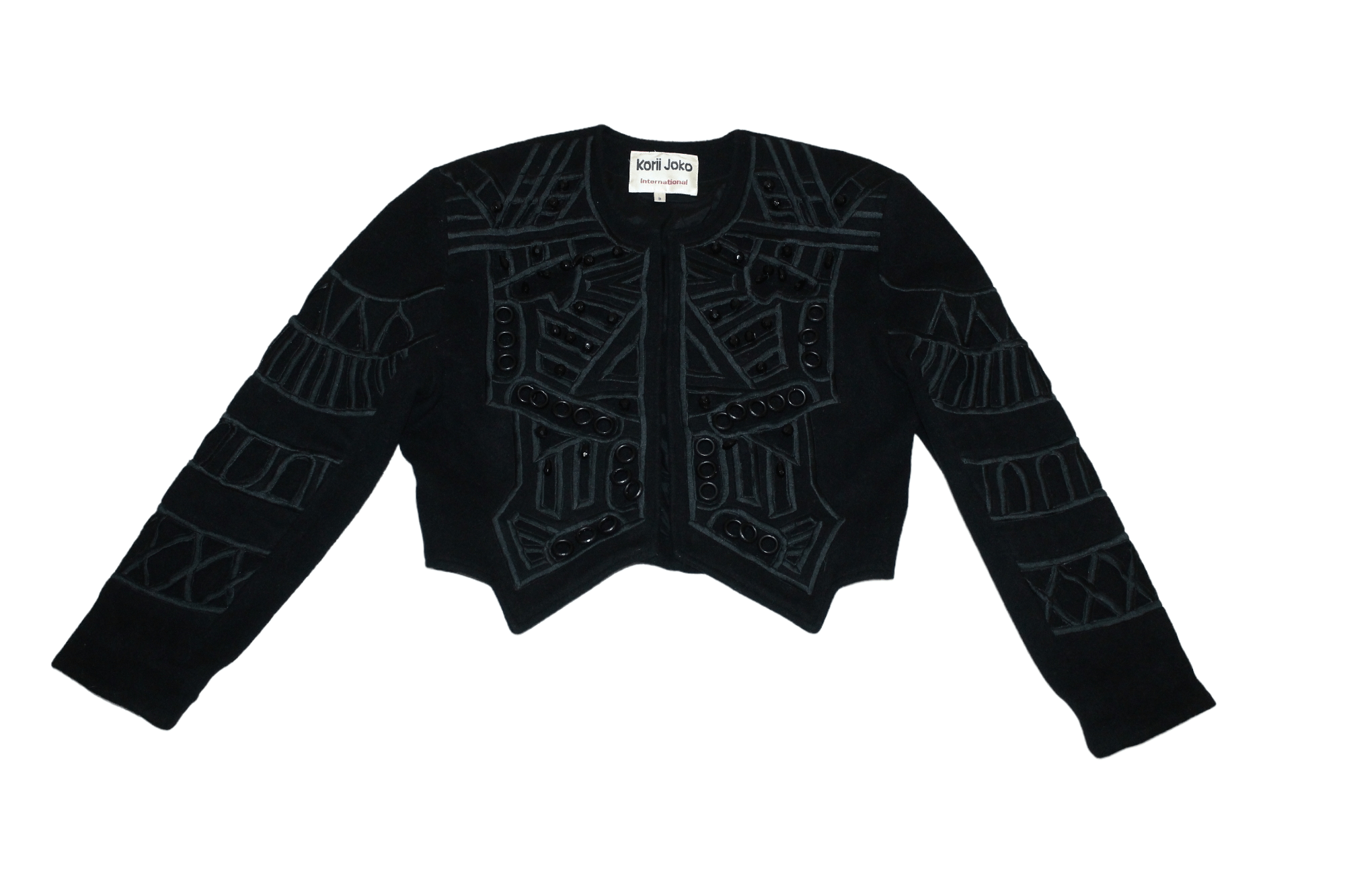 Royal Underground 1980's Korii Joko cropp wool&nylon abstract decorated jacket Size L / US 10 / IT 46 - 8 Thumbnail