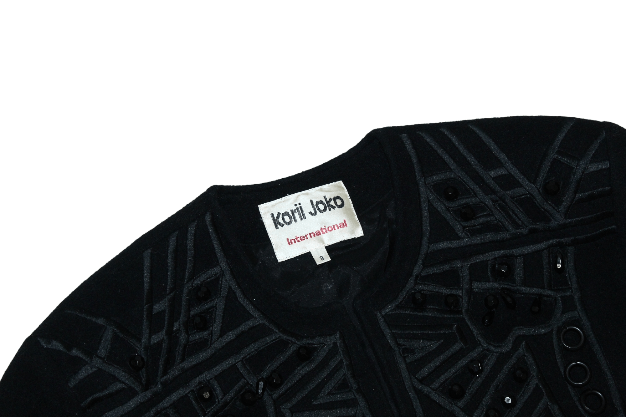 Royal Underground 1980's Korii Joko cropp wool&nylon abstract decorated jacket Size L / US 10 / IT 46 - 2 Thumbnail