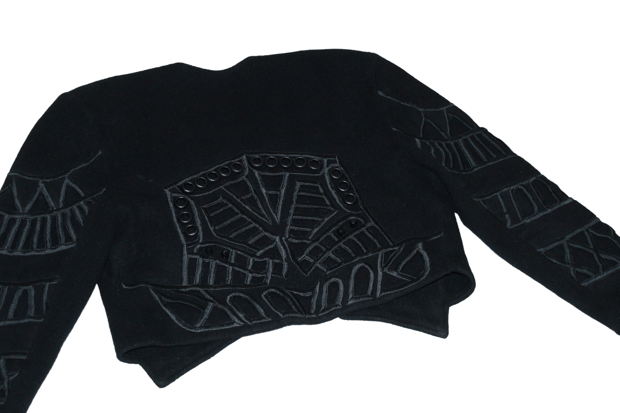 Royal Underground 1980's Korii Joko cropp wool&nylon abstract decorated jacket Size L / US 10 / IT 46 - 14 Thumbnail