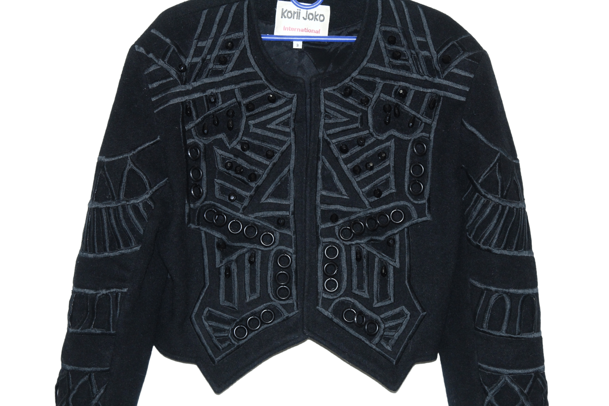 Royal Underground 1980's Korii Joko cropp wool&nylon abstract decorated jacket Size L / US 10 / IT 46 - 13 Thumbnail