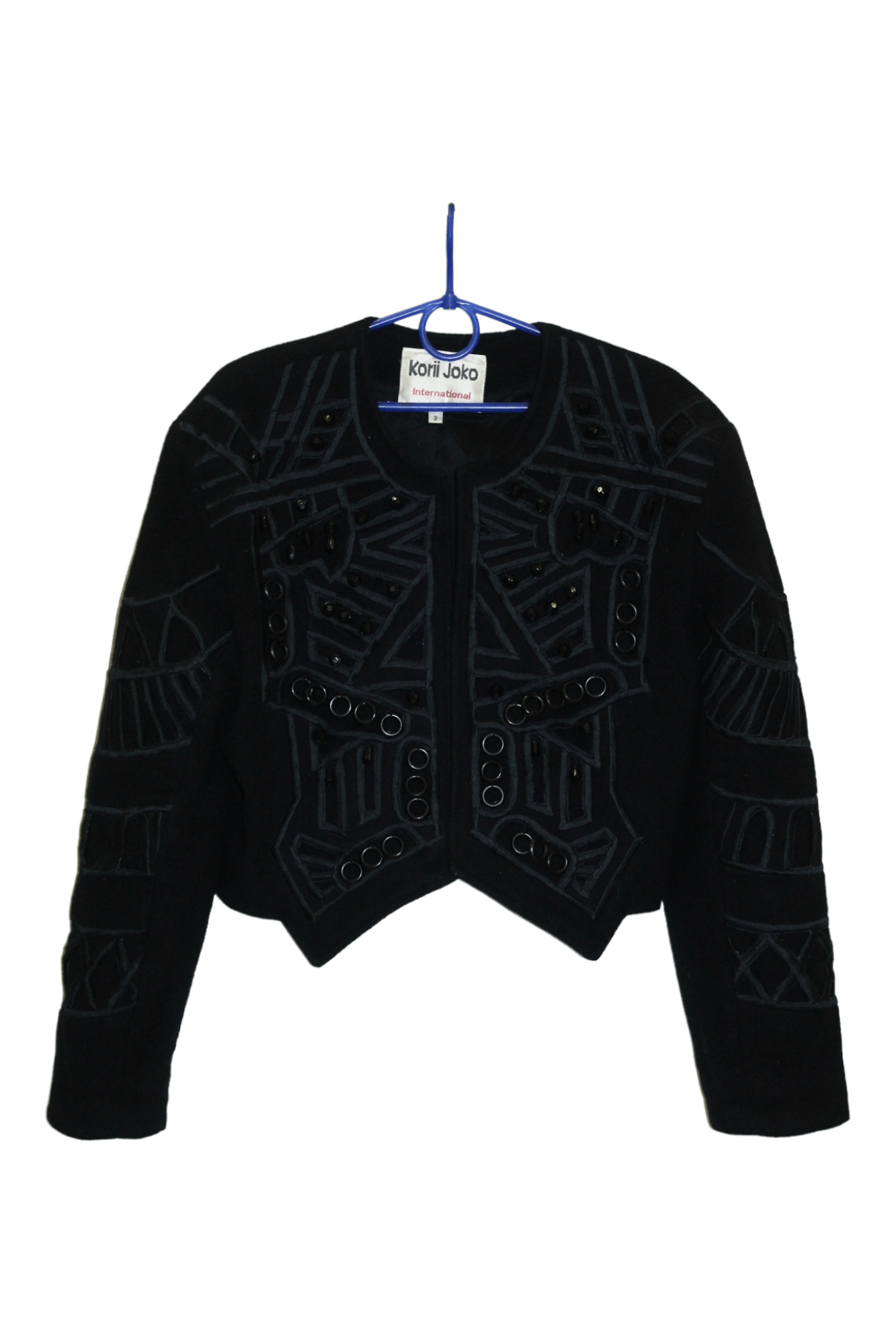 Royal Underground 1980's Korii Joko cropp wool&nylon abstract decorated jacket Size L / US 10 / IT 46 - 1 Thumbnail