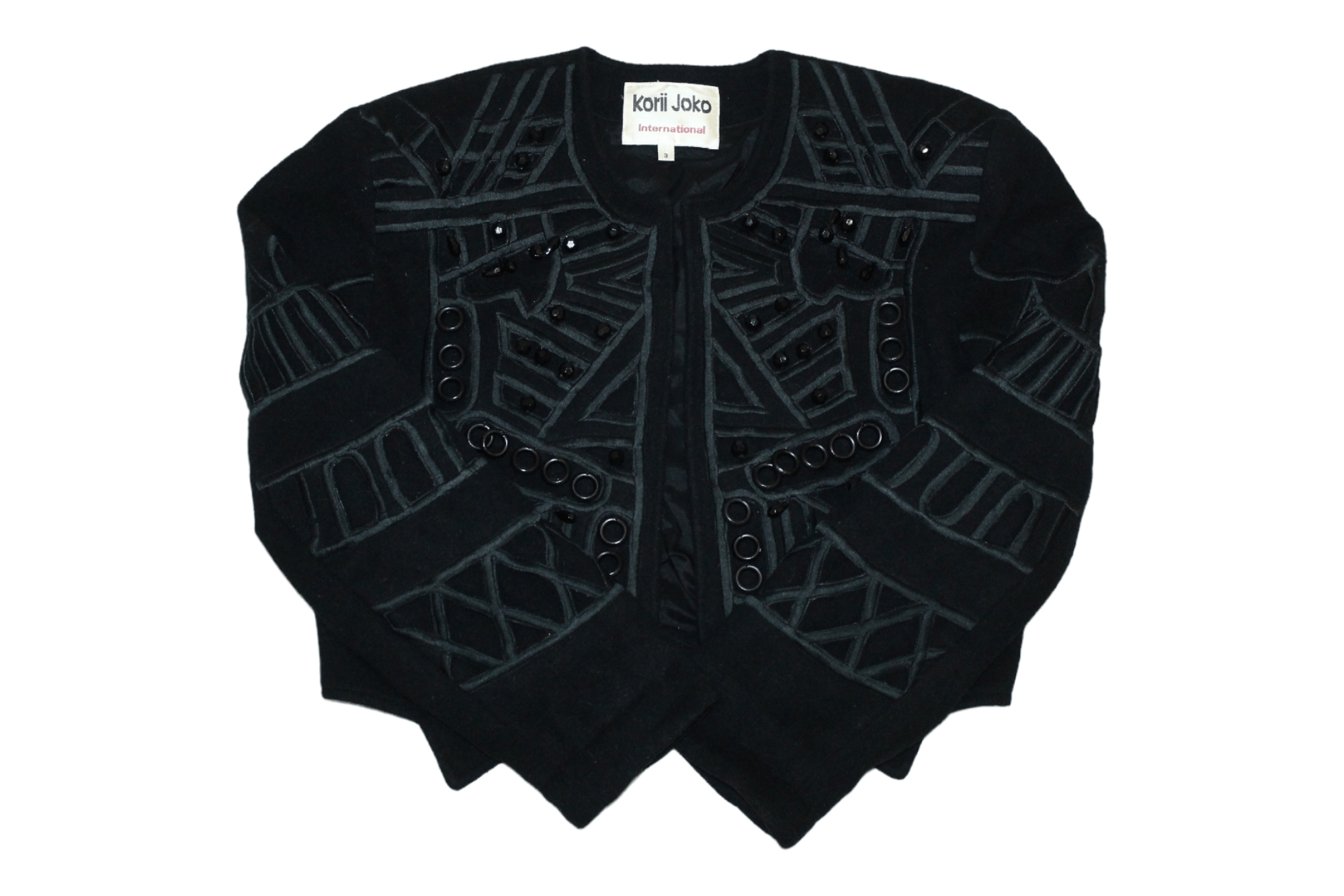 Royal Underground 1980's Korii Joko cropp wool&nylon abstract decorated jacket Size L / US 10 / IT 46 - 4 Thumbnail