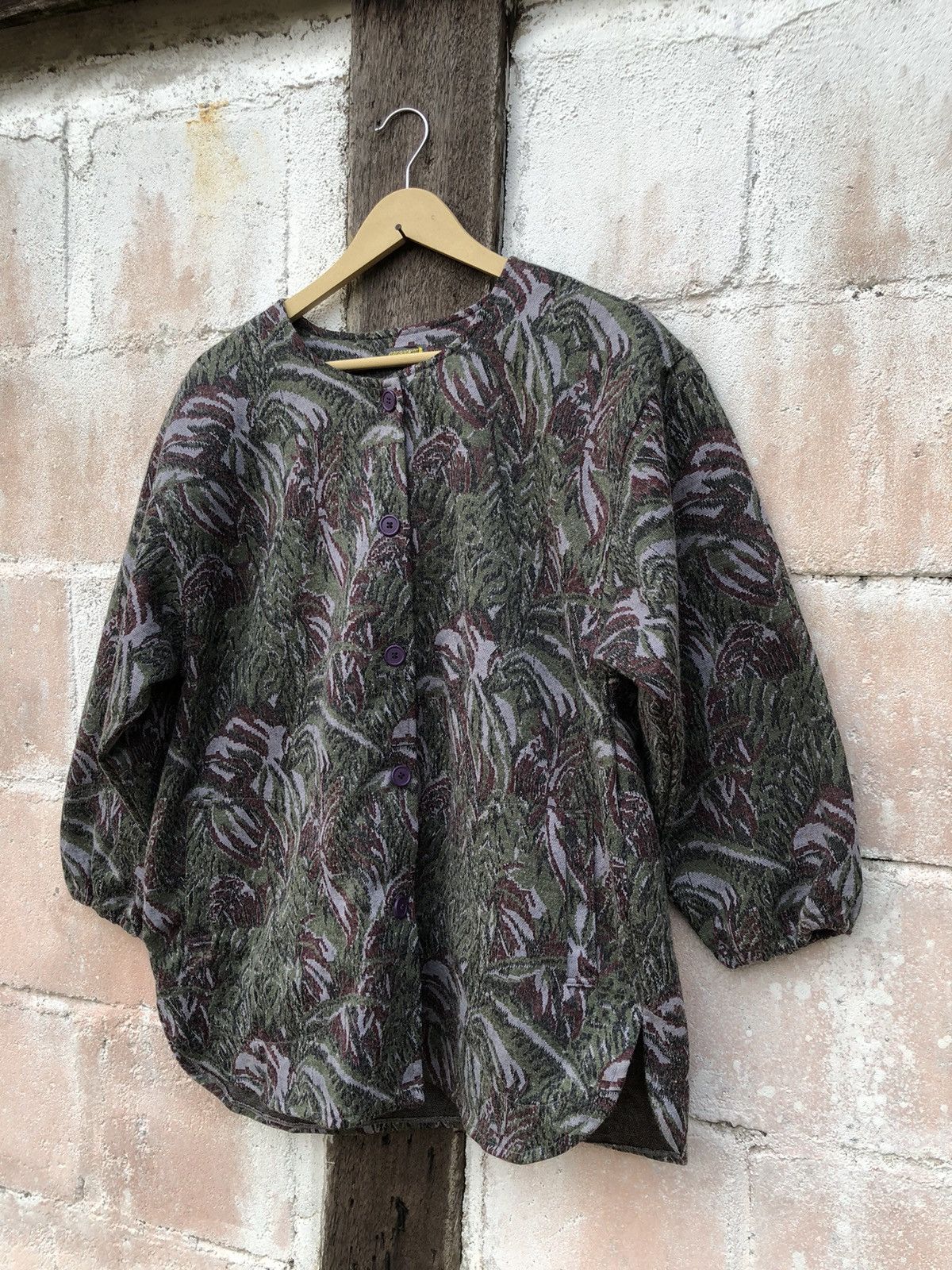 Crescent Down Works Crescente Blouse Cardigan Floral Design Size L / US 10 / IT 46 - 3 Thumbnail