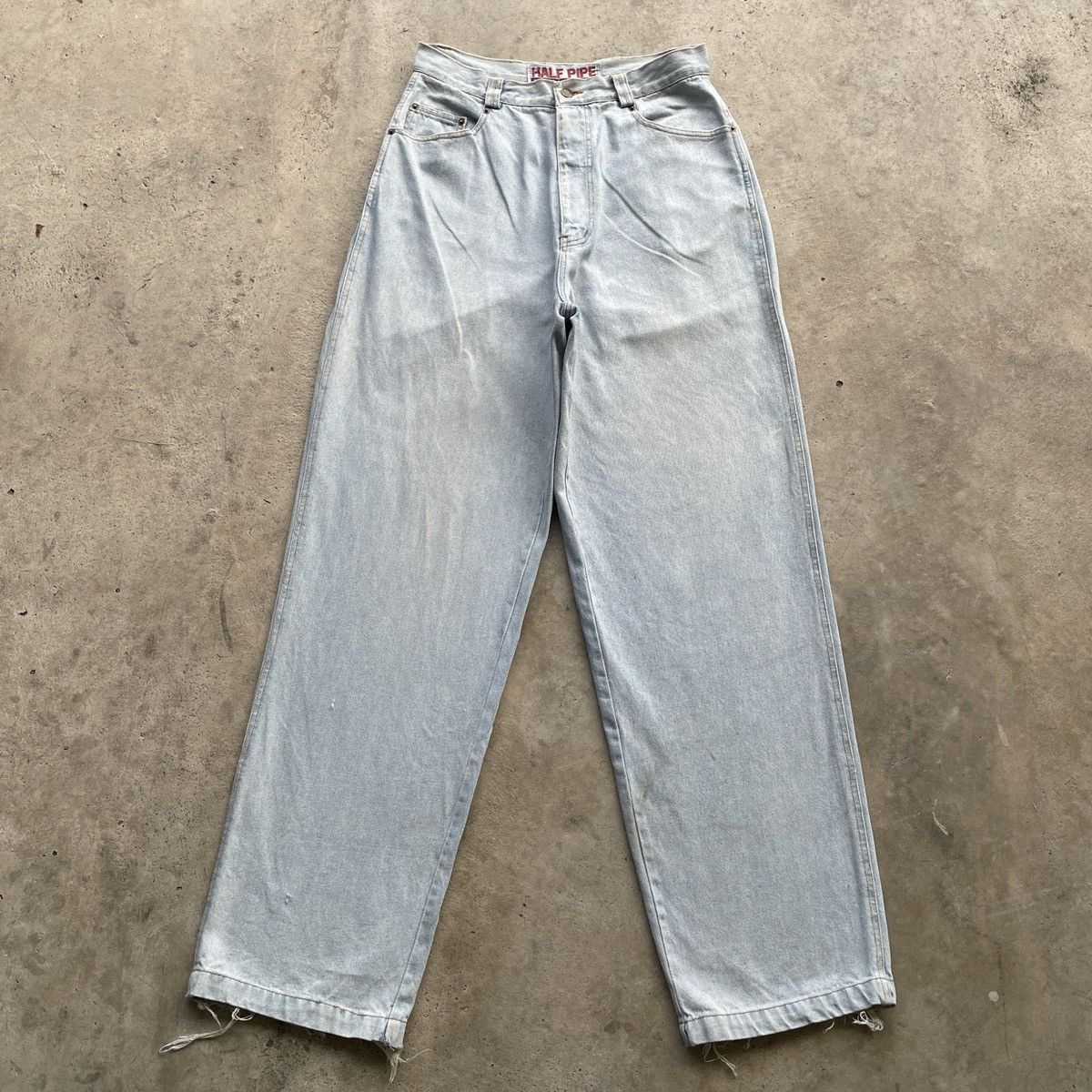 Japanese Brand Vintage Half Pipe Sport Light Wash Baggy Jeans Pants Faded Size US 29 - 1 Thumbnail