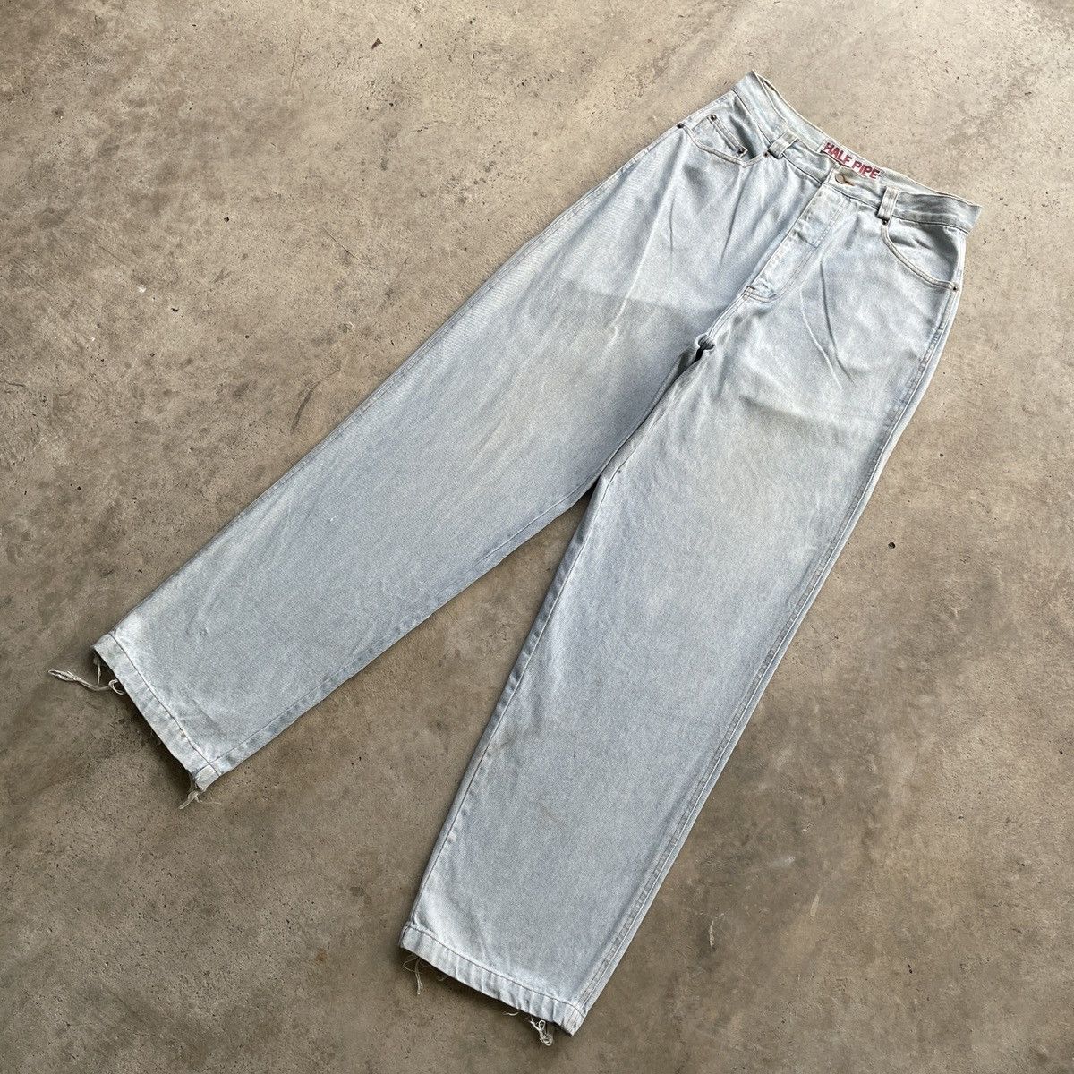 Japanese Brand Vintage Half Pipe Sport Light Wash Baggy Jeans Pants Faded Size US 29 - 2 Thumbnail