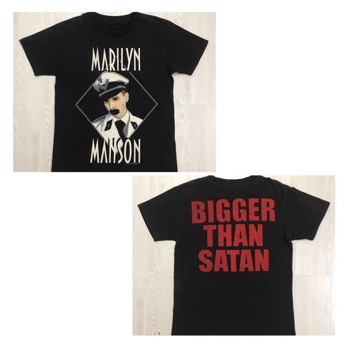 image of Band Tees x Marilyn Manson Vintage Marilyn Manson Tee Bigger Than Satan in Dark Brown (Size Medium)