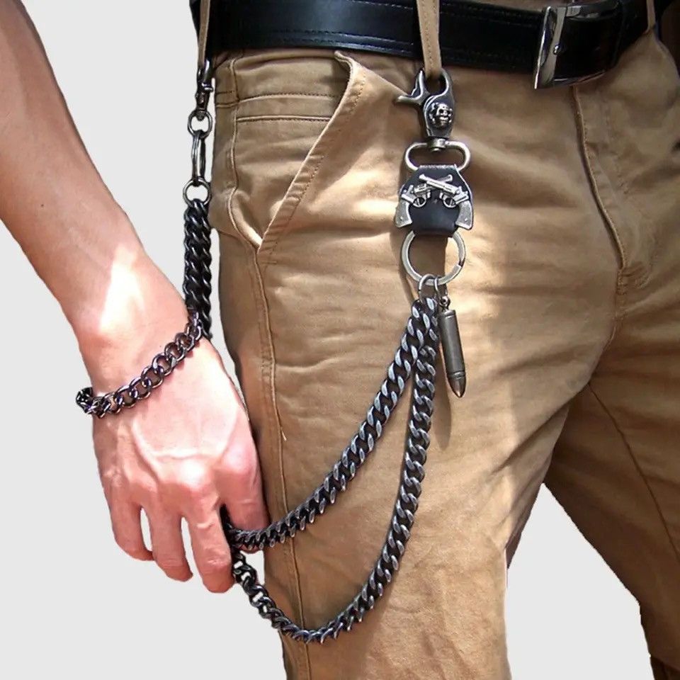 Jewelry Hip hop punk horns skull metal casual wild pants chain Size ONE SIZE - 5 Thumbnail