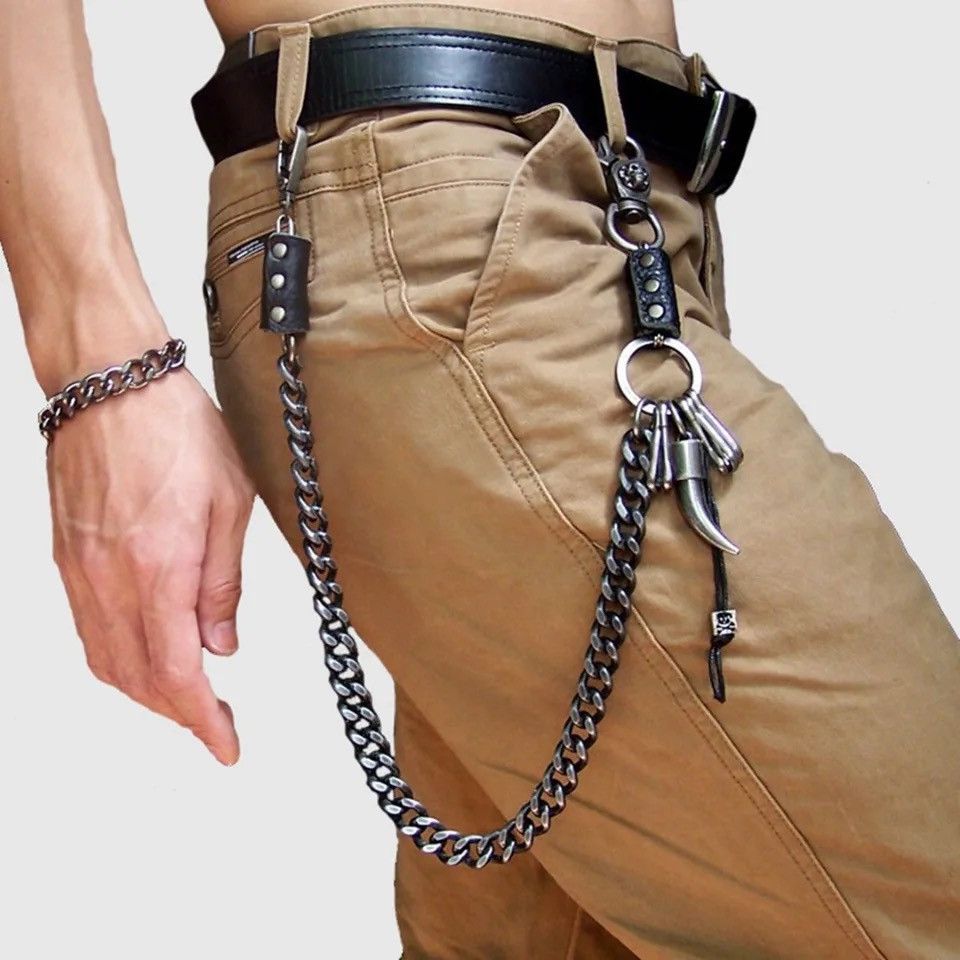Jewelry Hip hop punk horns skull metal casual wild pants chain Size ONE SIZE - 2 Thumbnail