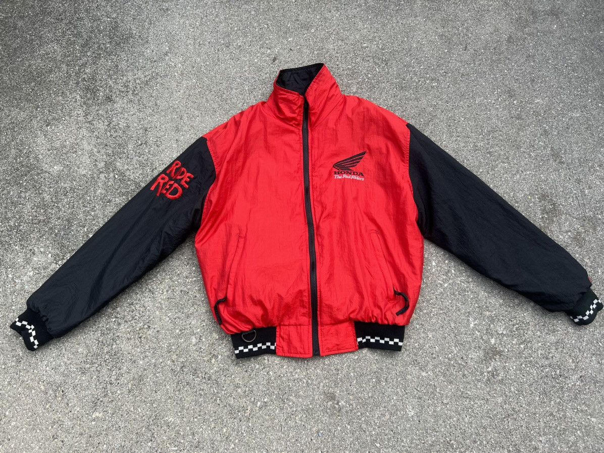 Honda Vintage 80s Honda Racing Red Rider Lined Bomber Jacket Size US M / EU 48-50 / 2 - 1 Thumbnail