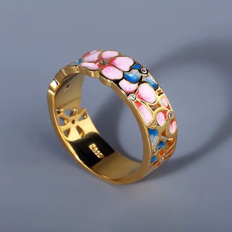 Japanese Brand × Jewelry Colorfull Flower Enamel Craft Ring Size ONE SIZE - 2 Thumbnail
