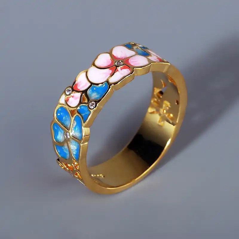 Japanese Brand × Jewelry Colorfull Flower Enamel Craft Ring Size ONE SIZE - 3 Thumbnail