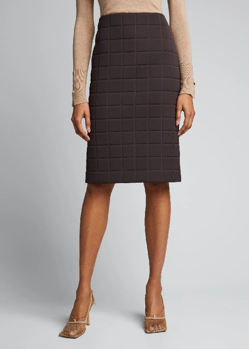 NWT Bottega Veneta SS20 Quilted Scuba Brown Skirt
