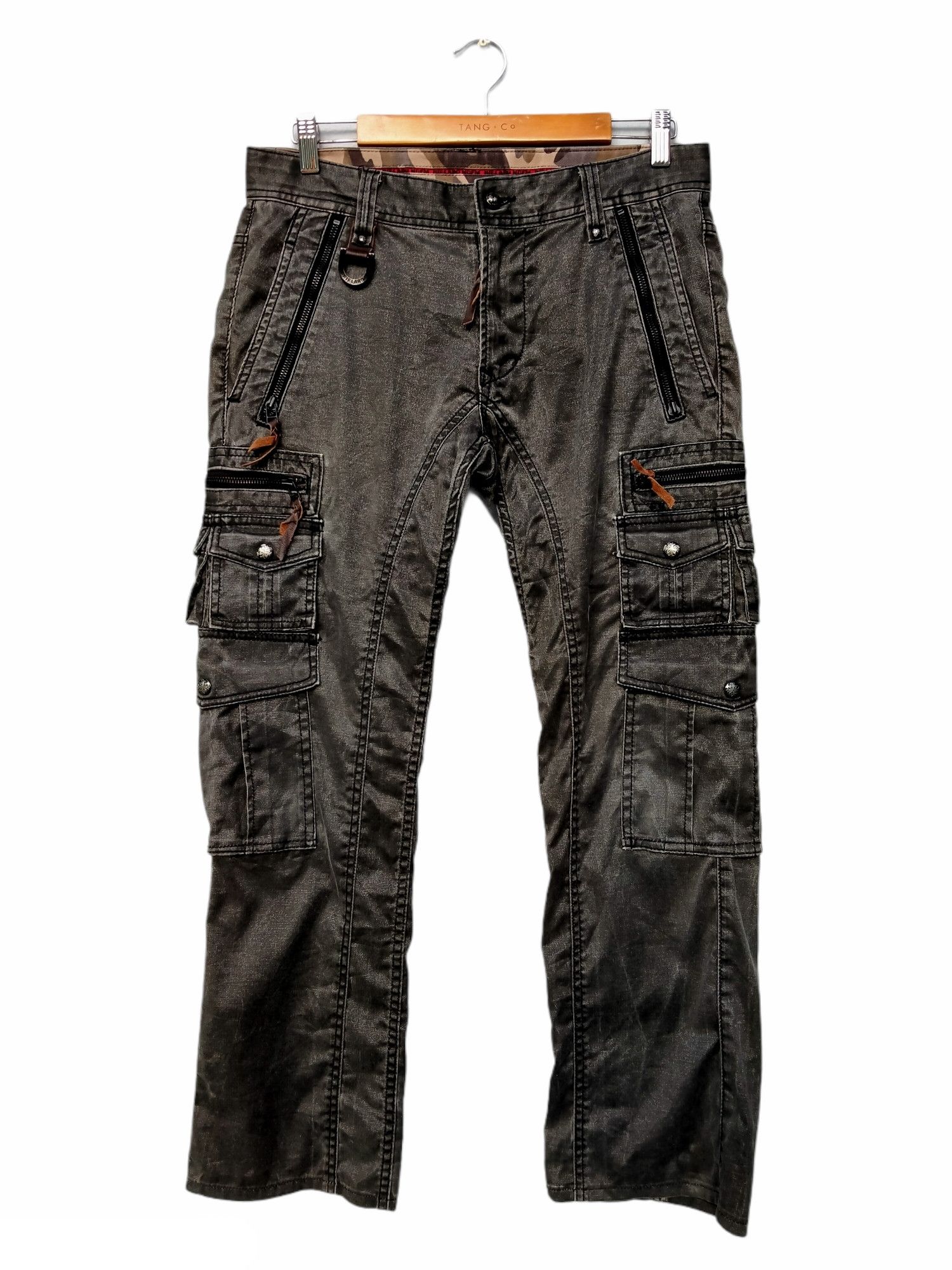 Japanese Brand RIELABO Shinny Black Seditionaries Cargo Trouser Pant Size US 33 - 2 Thumbnail