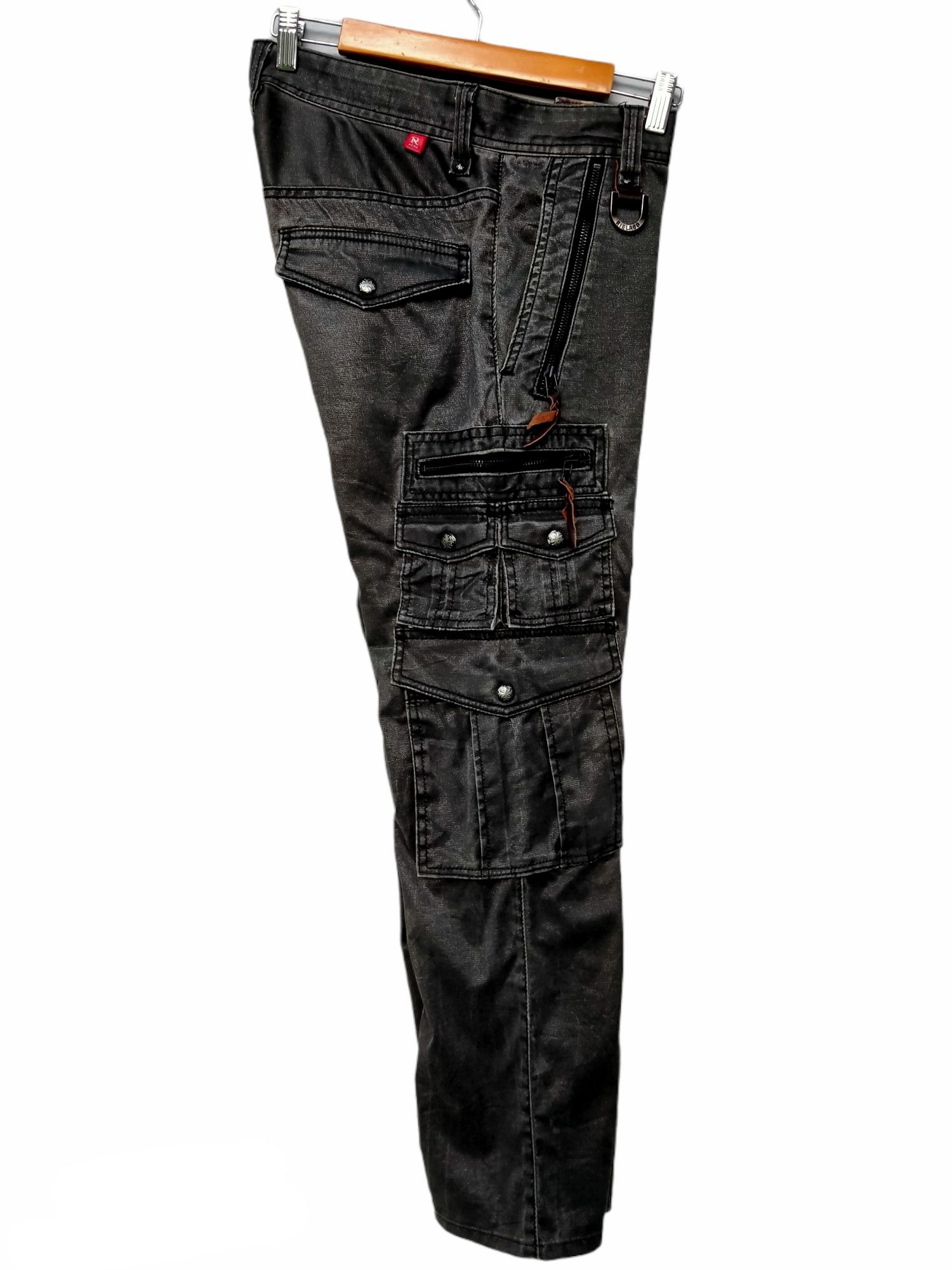 Japanese Brand RIELABO Shinny Black Seditionaries Cargo Trouser Pant Size US 33 - 13 Thumbnail