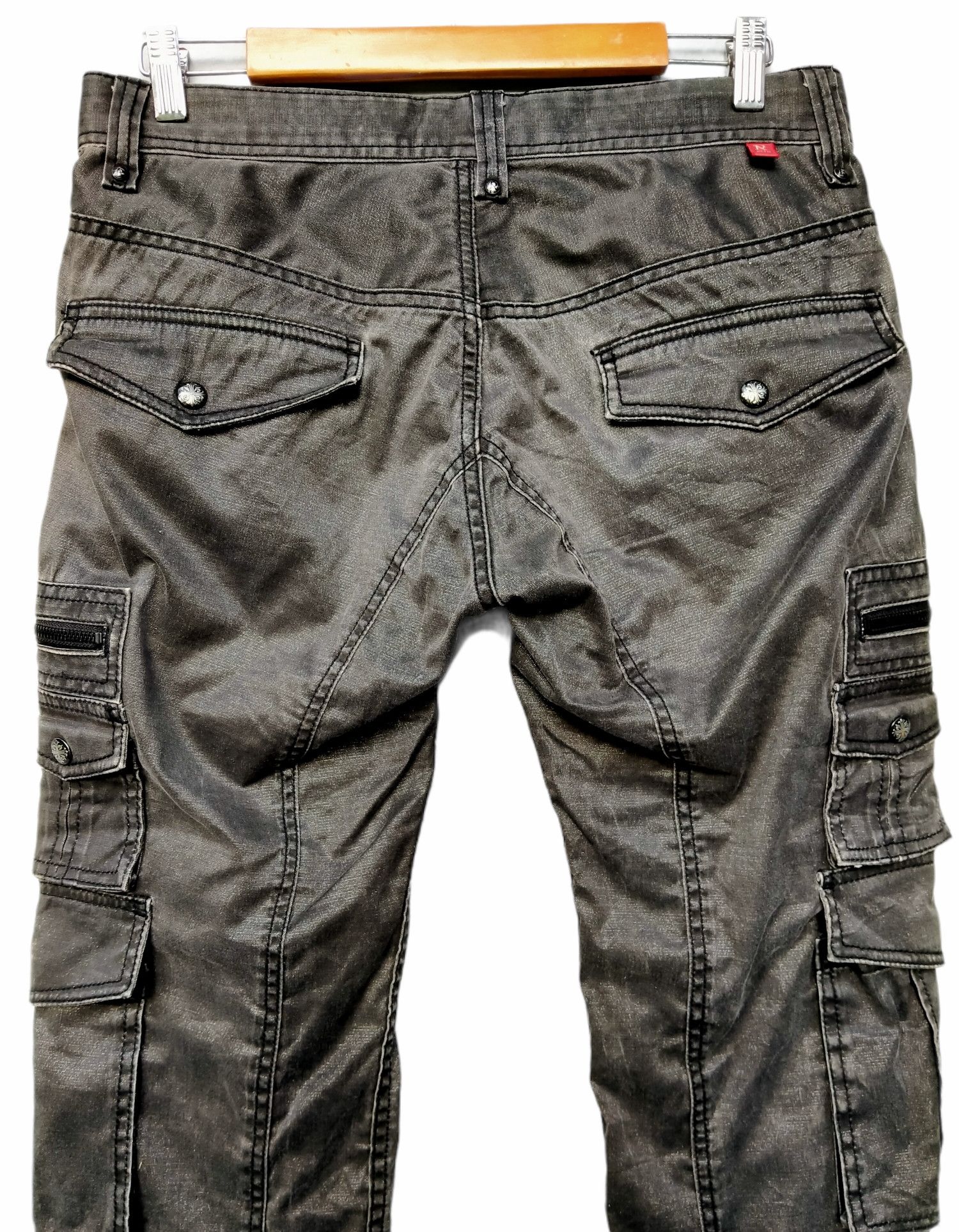 Japanese Brand RIELABO Shinny Black Seditionaries Cargo Trouser Pant Size US 33 - 7 Thumbnail