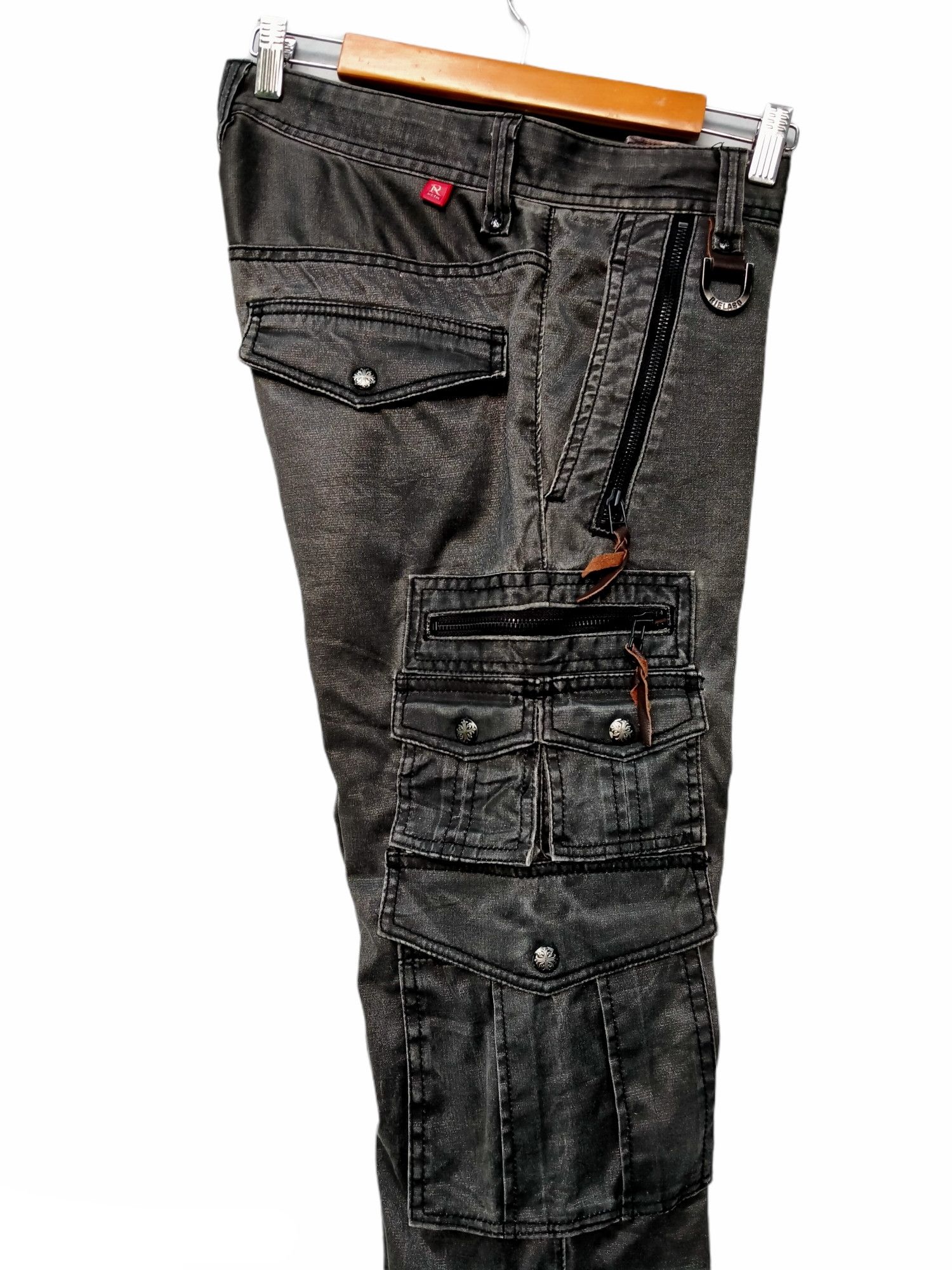 Japanese Brand RIELABO Shinny Black Seditionaries Cargo Trouser Pant Size US 33 - 14 Thumbnail