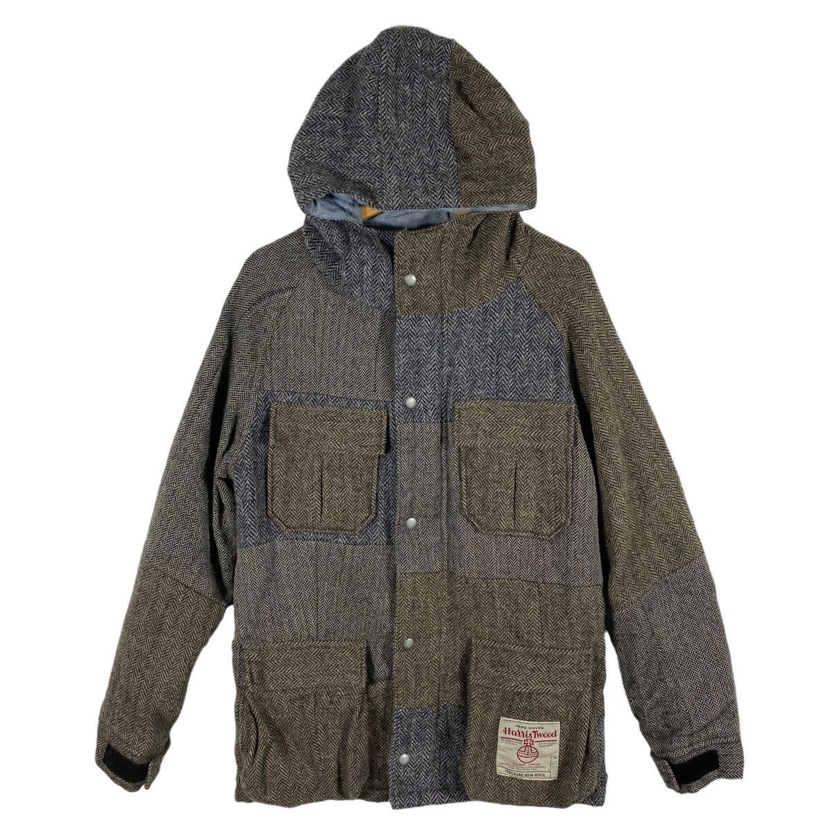 Harris Tweed × Vintage Vintage Harris Tweed Patchwork Wool Hoodie Jacket M Size Size US M / EU 48-50 / 2 - 1 Thumbnail