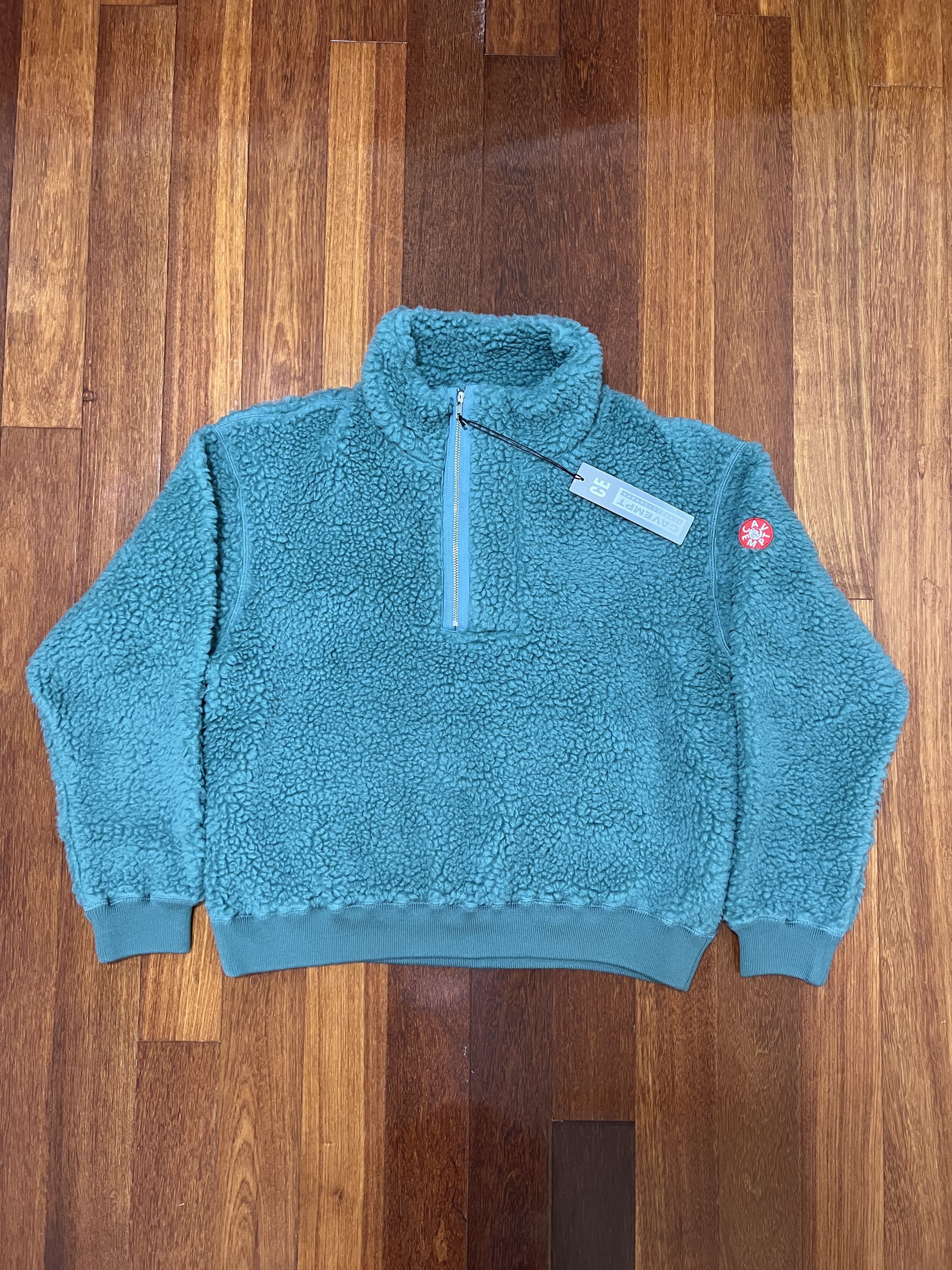 💚 SS22 Cav Empt Wool Boa Fleece Half Zip Jacket Green
