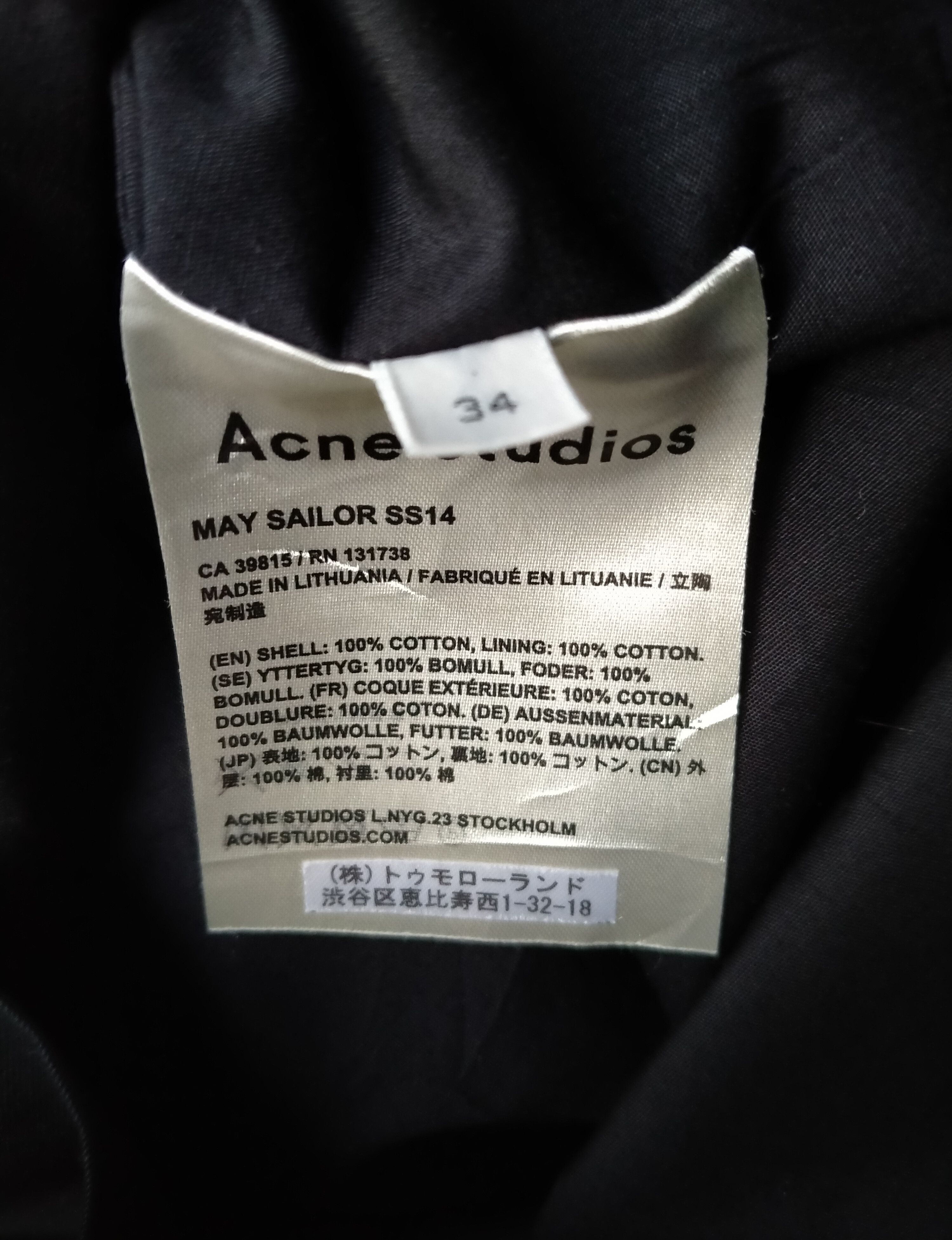 Acne Studios Acne Studios Cotton Mini Dress MAY SAILOR SS14 Size US XS / EU 42 / 0 - 11 Thumbnail