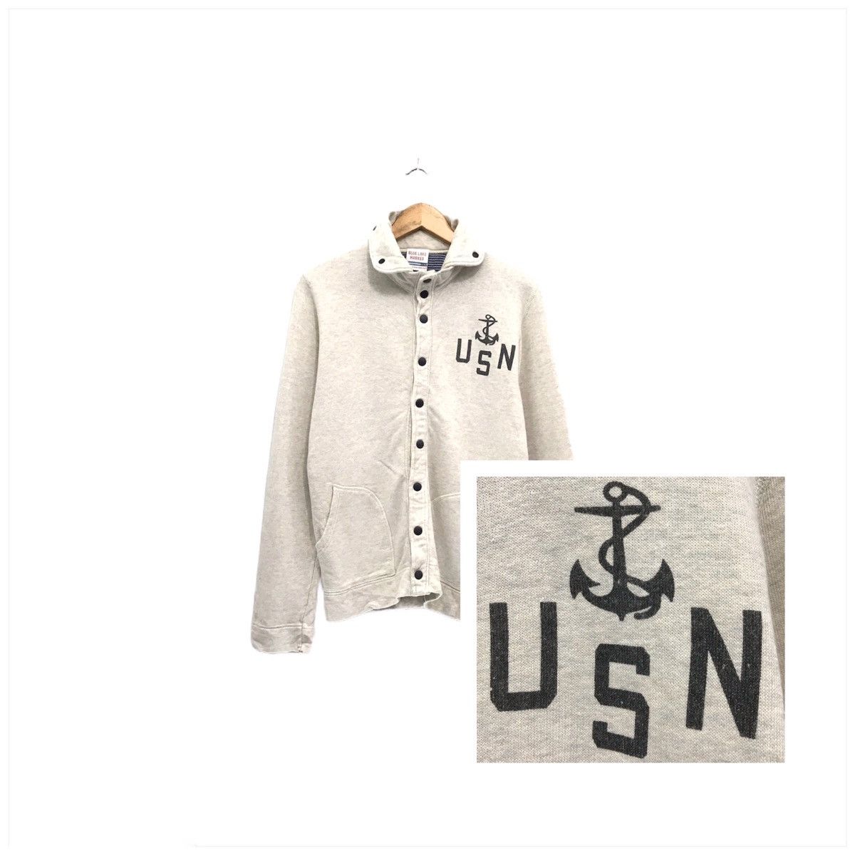 Japanese Brand US Navy Button Up Sweatshirt Size US M / EU 48-50 / 2 - 1 Thumbnail