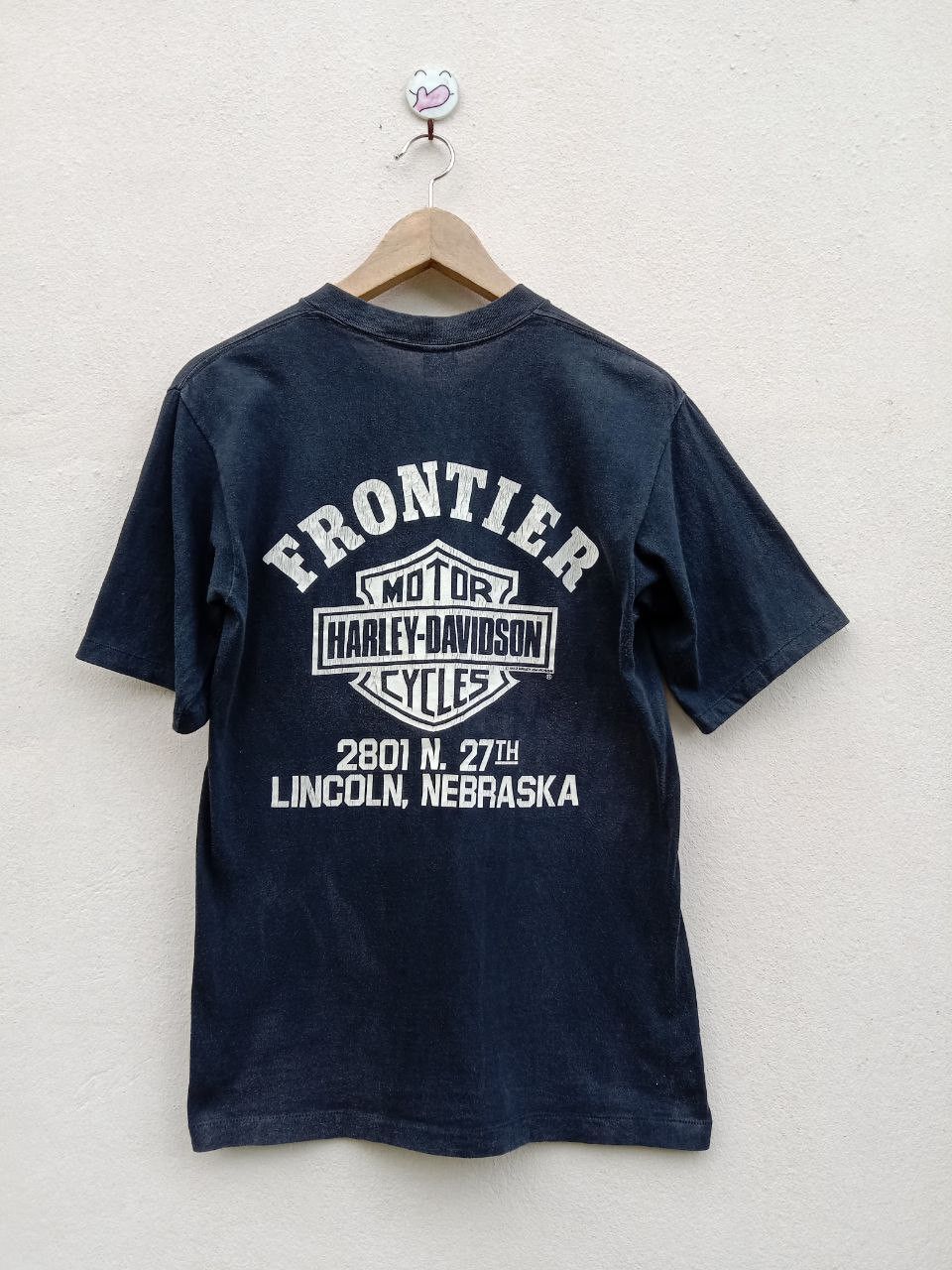 image of VTG 1982 Frontier Harley Davidson Distressed Pocket Tee, Men's (Size Medium)