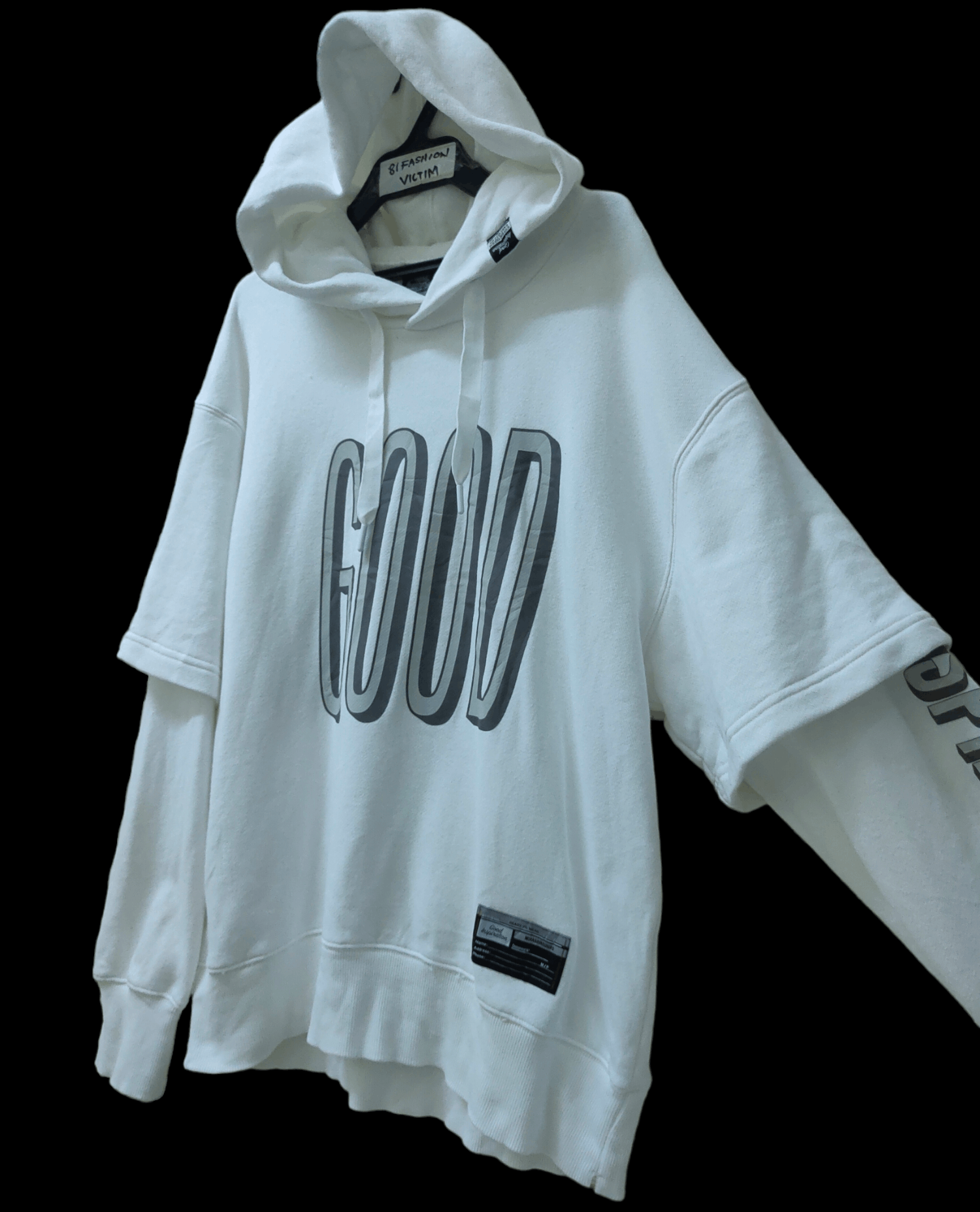 image of Miharayasuhiro 'good Inspiration' Double Sleeve Hoodie in White, Men's (Size Medium)