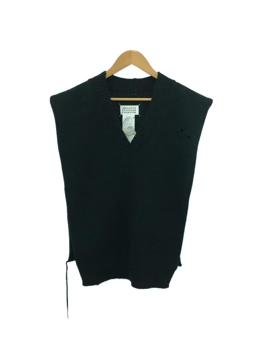 Pre-owned Maison Margiela Distressed Wool Knit Sweater Vest In Green