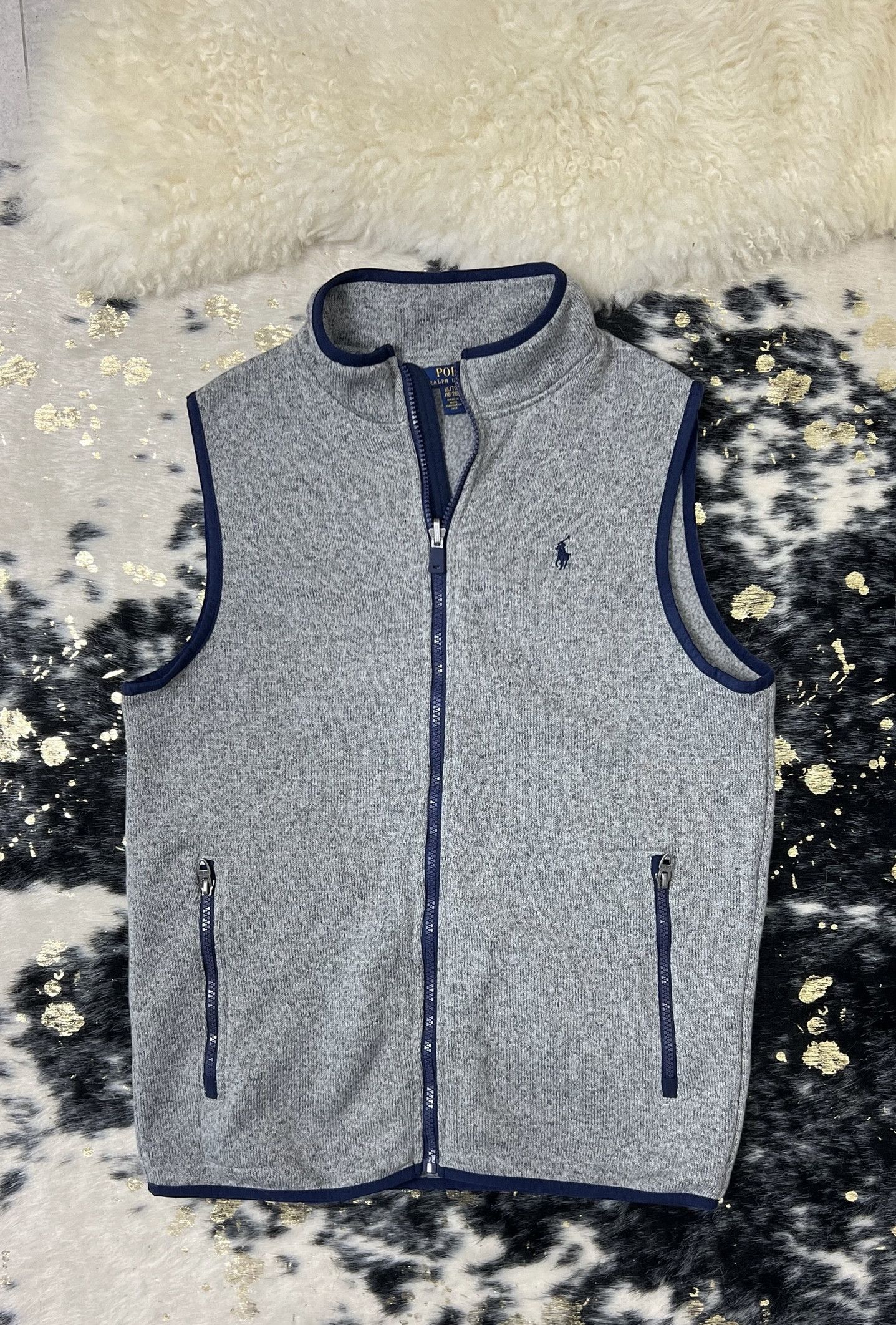 Ralph Lauren POLO RALPH LAUREN fleece vest, men's size XL polyester gray type Vintage Second Hand