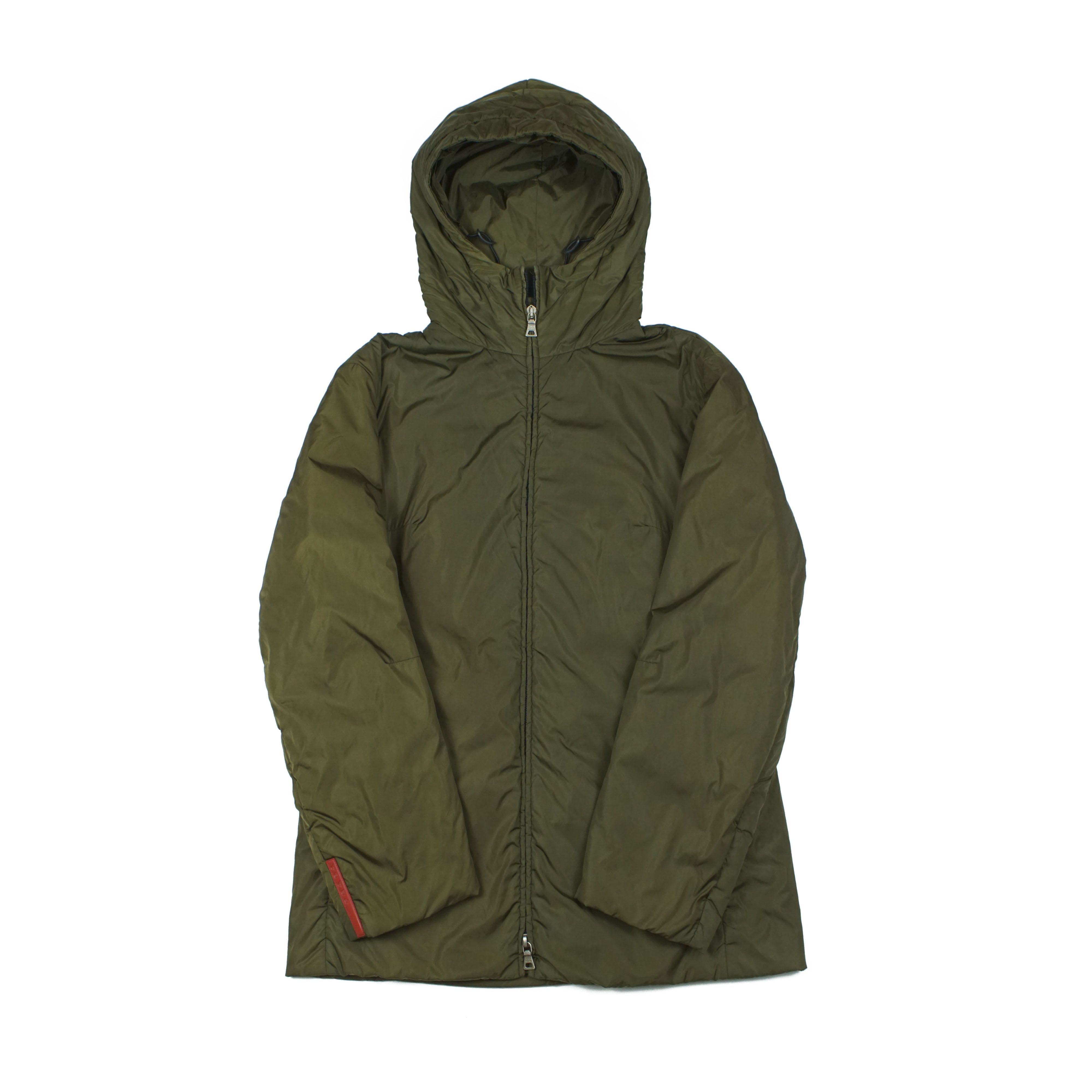 image of Prada Red Tab Hooded Jacket, Women's (Size Small)