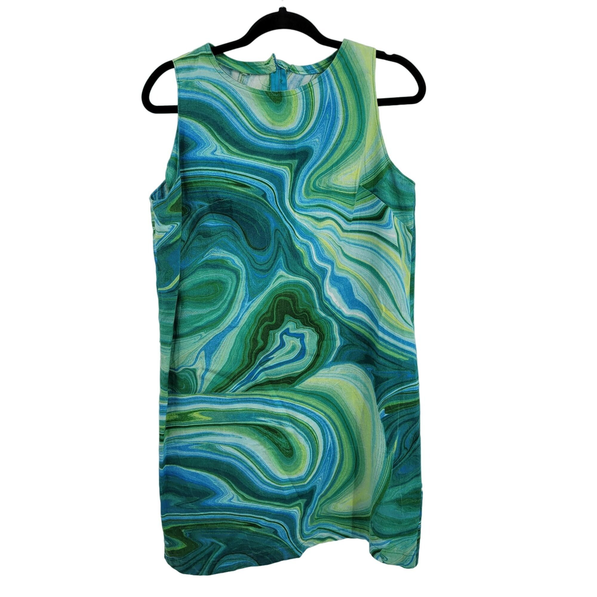 green emerald velvet dress Vintage Psychedelic Print Racer Back Keyhole Mini Go Go Dress | TLC ne main image 1