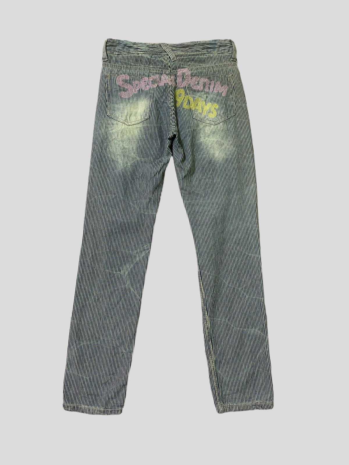 image of Vintage Special Denim 9Days Striped Acid Wash Design Distressed in Blue White, Men's (Size 28)