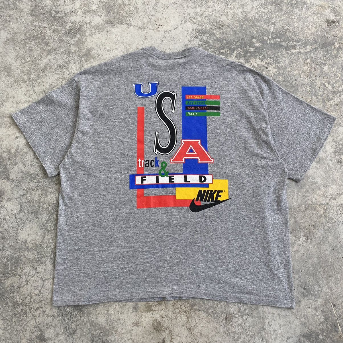 Nike Vintage 90’s Nike Grey Tag USA Track & Field T-Shirt Size US XXL / EU 58 / 5 - 3 Thumbnail