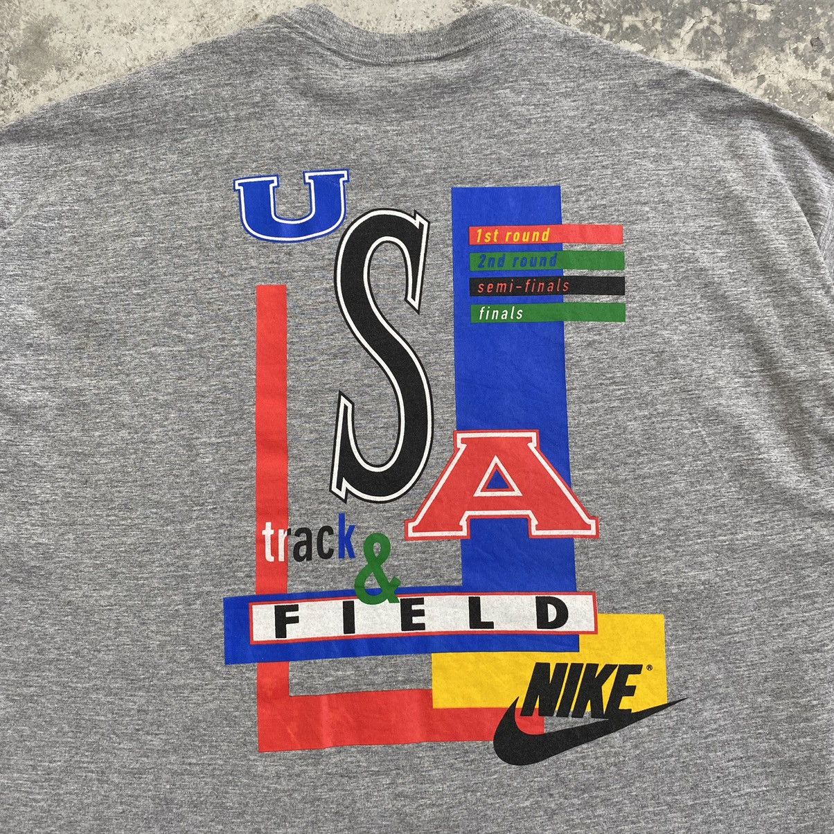 Nike Vintage 90’s Nike Grey Tag USA Track & Field T-Shirt Size US XXL / EU 58 / 5 - 4 Thumbnail