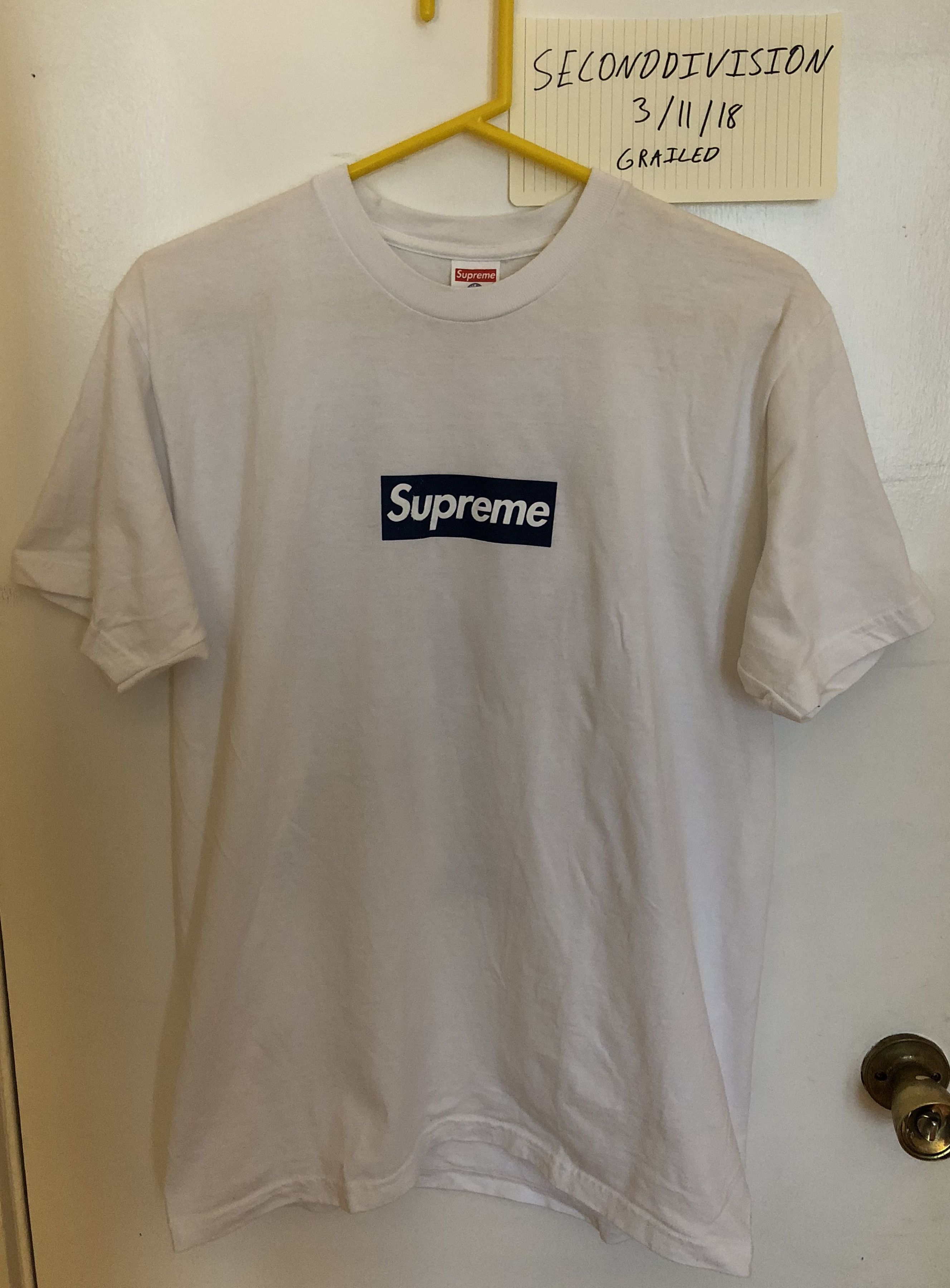 NEW SUPREME X NEW YORK YANKEES BOX LOGO TEE SHIRT WHITE SS15 SIZE