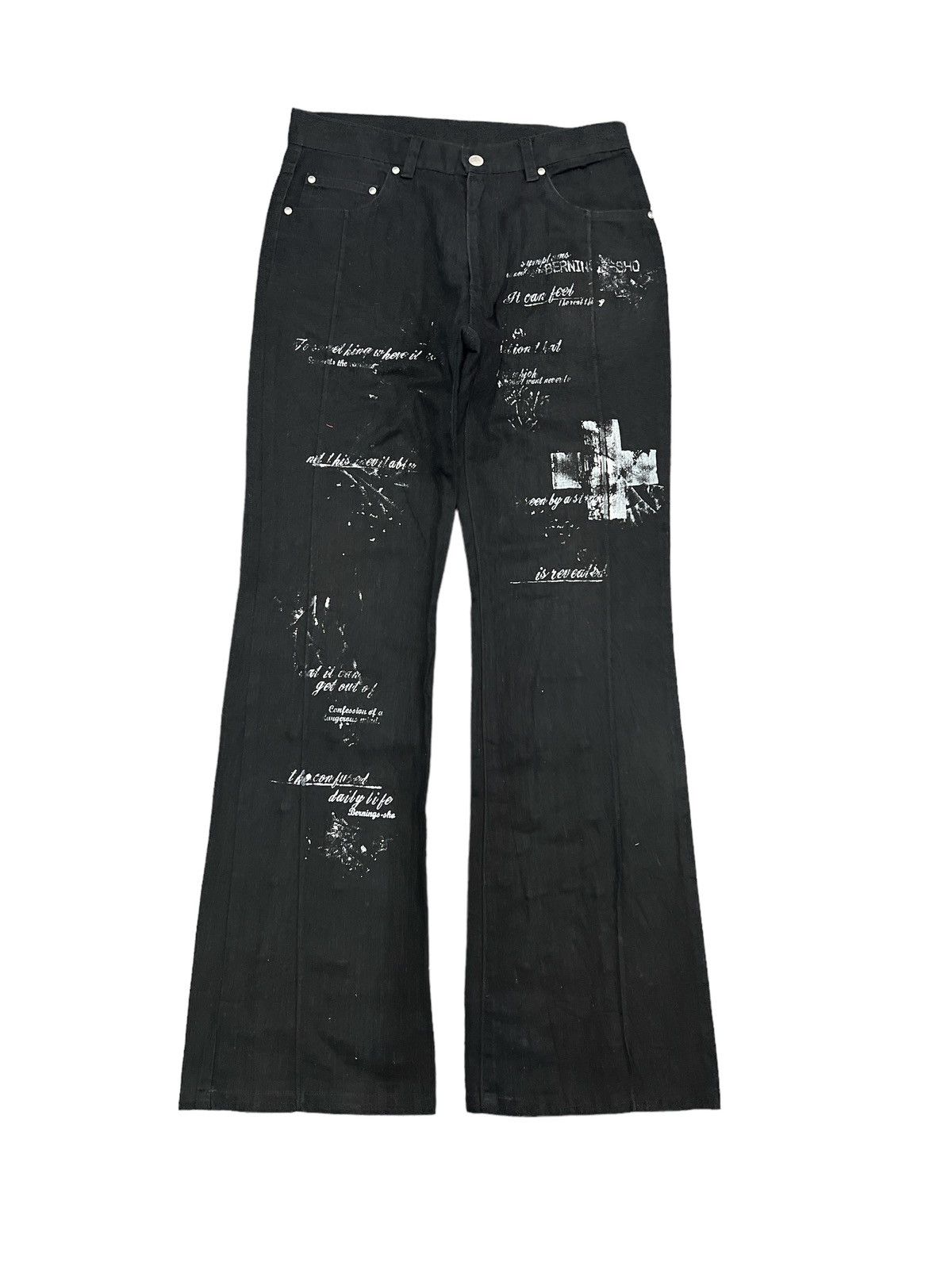 Seditionaries FLARED💥 Y2K BERNING SHO STUDED DENIM PANT Size US 29 - 1 Thumbnail