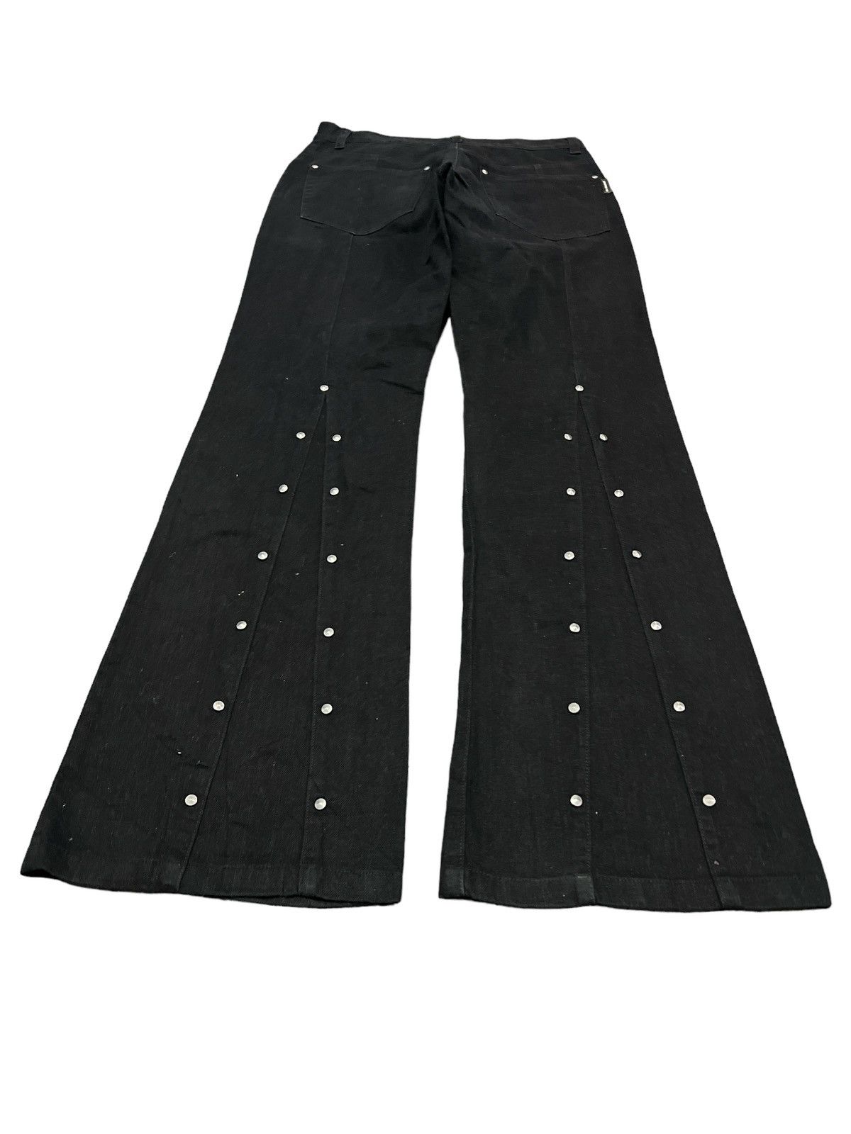 Seditionaries FLARED💥 Y2K BERNING SHO STUDED DENIM PANT Size US 29 - 7 Thumbnail