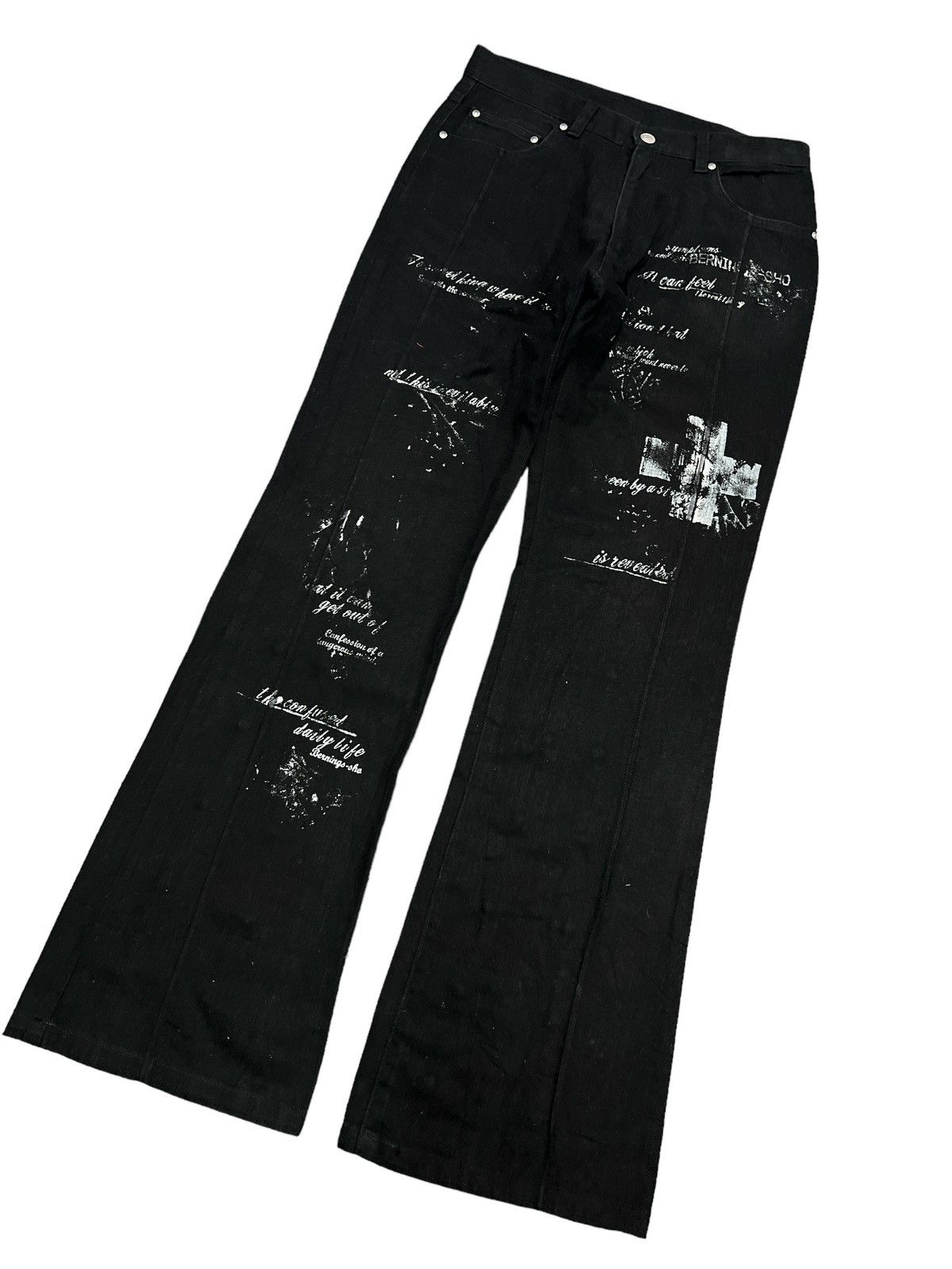 Seditionaries FLARED💥 Y2K BERNING SHO STUDED DENIM PANT Size US 29 - 5 Thumbnail